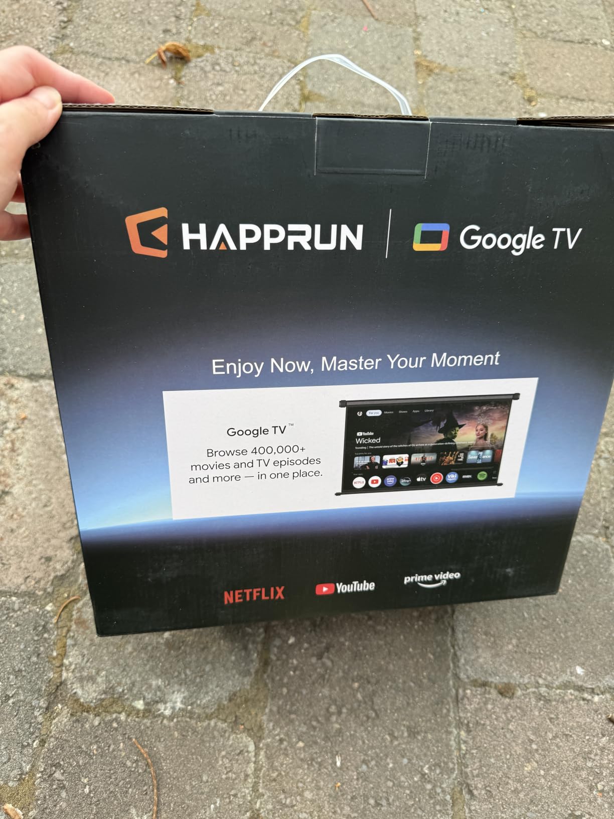 HAPPRUN 3000 ANSI Lumens Outdoor Projector with Official Google TV, 4K Supported Smart Movie Projector, Dolby Audio, Auto Focus & Keystone, WiFi 6 and Bluetooth for Indoor & Outdoor Movies customer photo 2