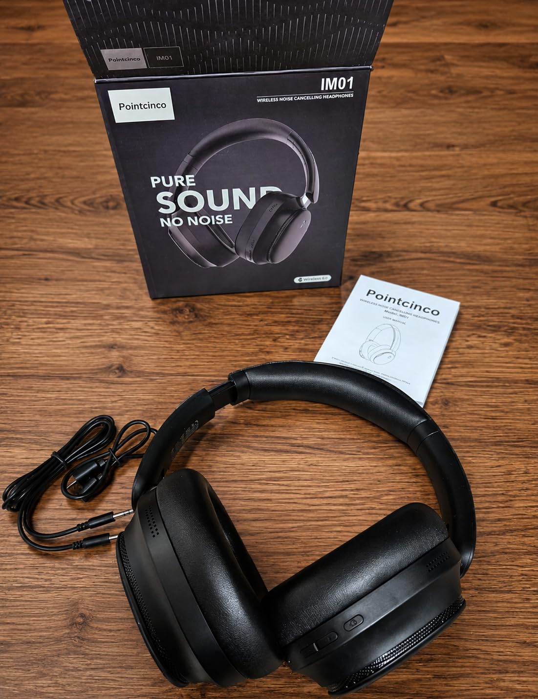 Pointcinco Hybrid Active Noise Cancelling Headphones, Over Ear Bluetooth 6.0 Wireless Headphones, 50H Playtime, Deep Bass, HiFi Stereo Sound, Lightweight Foldable for Travel, Home and Office customer photo 1