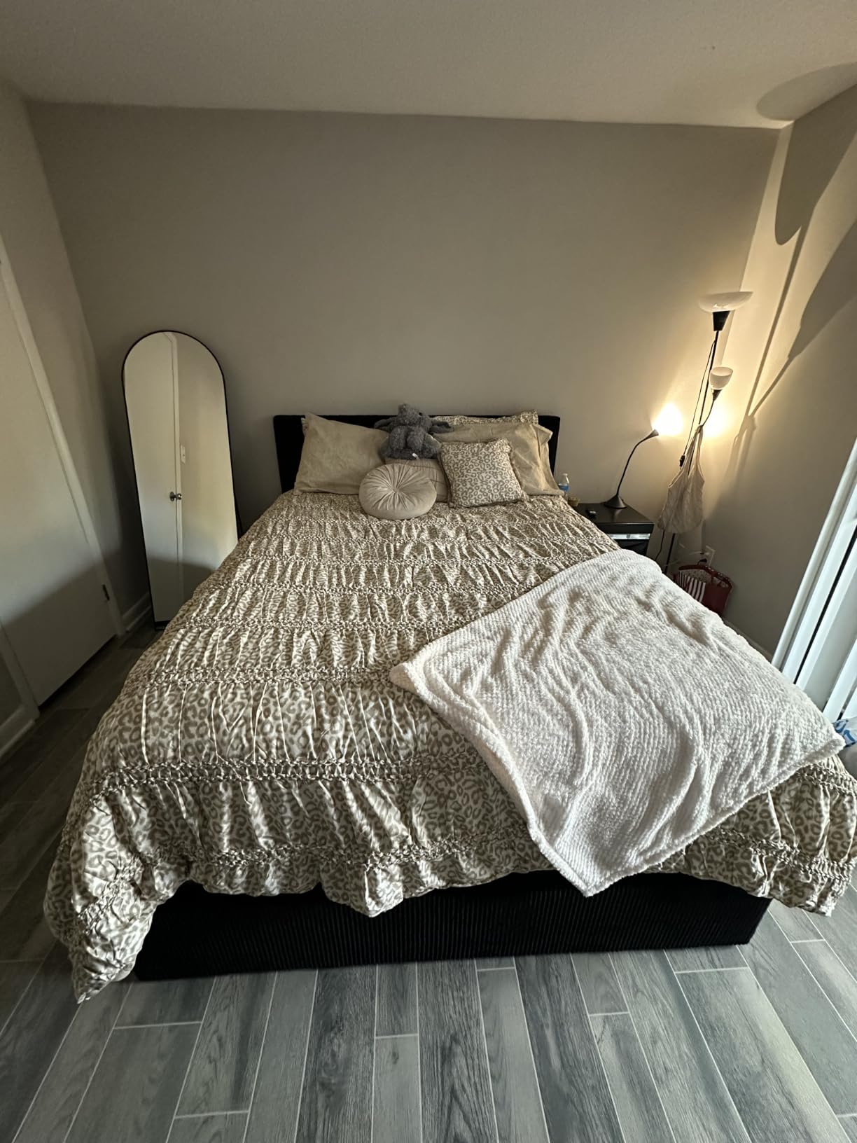 Allewie Queen Bed Frame with Adjustable Corduroy Headboard customer photo 1