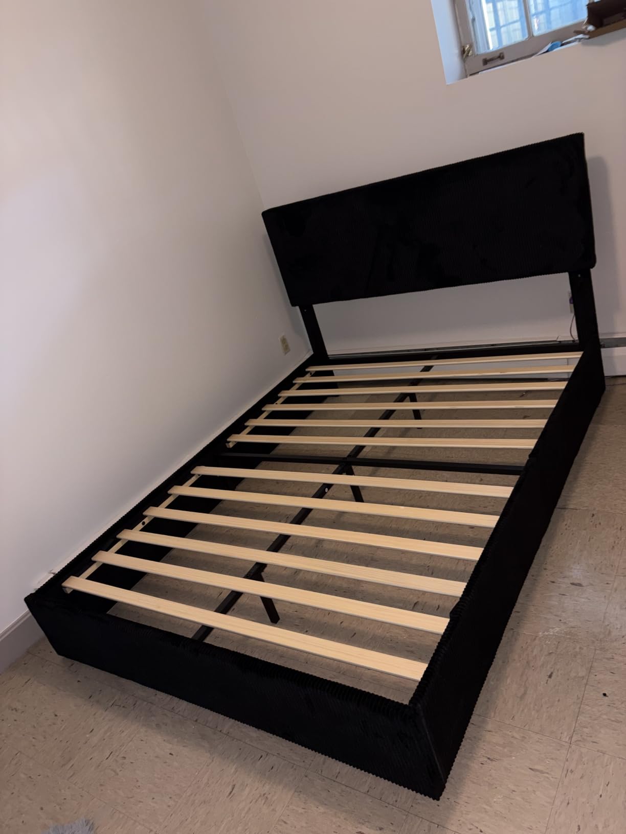 Allewie Queen Bed Frame with Adjustable Corduroy Headboard customer photo 2