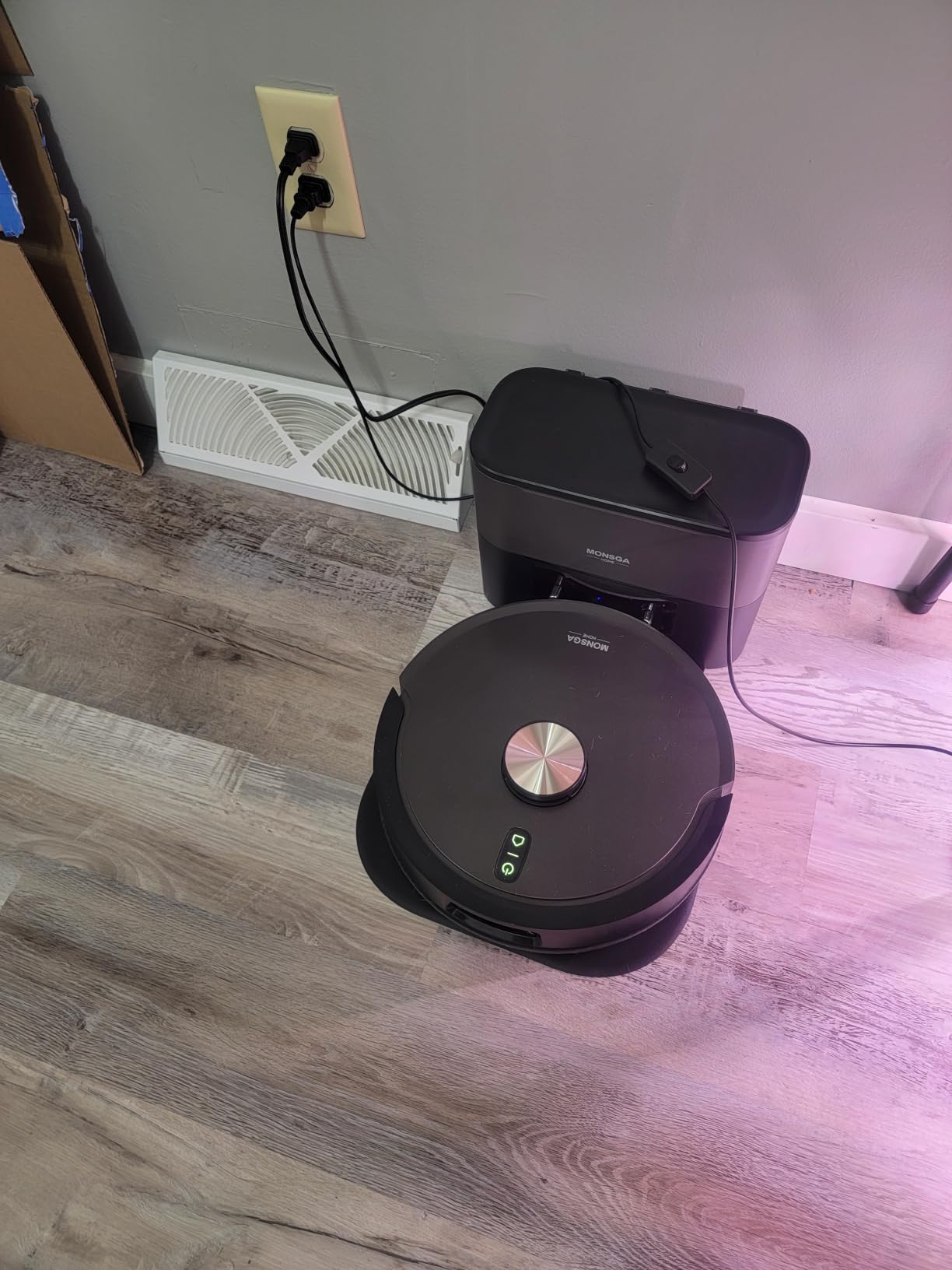 MONSGA Robot Vacuum and Mop, 90 Days Self-Emptying with 8000Pa Suction, Dual Anti-Tangle for Pet Hair, Carpet and Hard Floor, LiDAR Navigation, Smart Mapping, 160Mins Runtime, APP & Voice Control customer photo 1