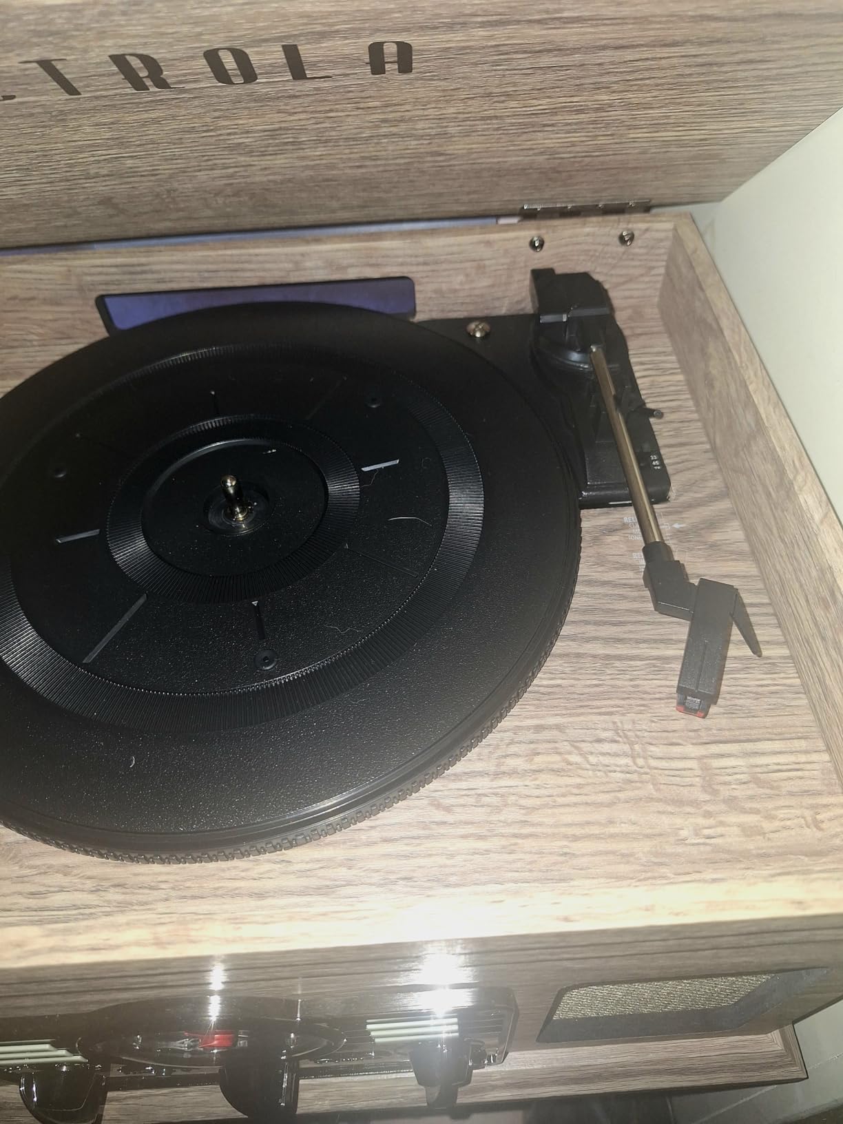 Victrola Quincy - 6-in-1 Bluetooth Record Player - Walnut | Plays vinyl, CD, cassette and FM radio through built-in stereo speakers, Bluetooth and aux streaming, headphone jack customer photo 1
