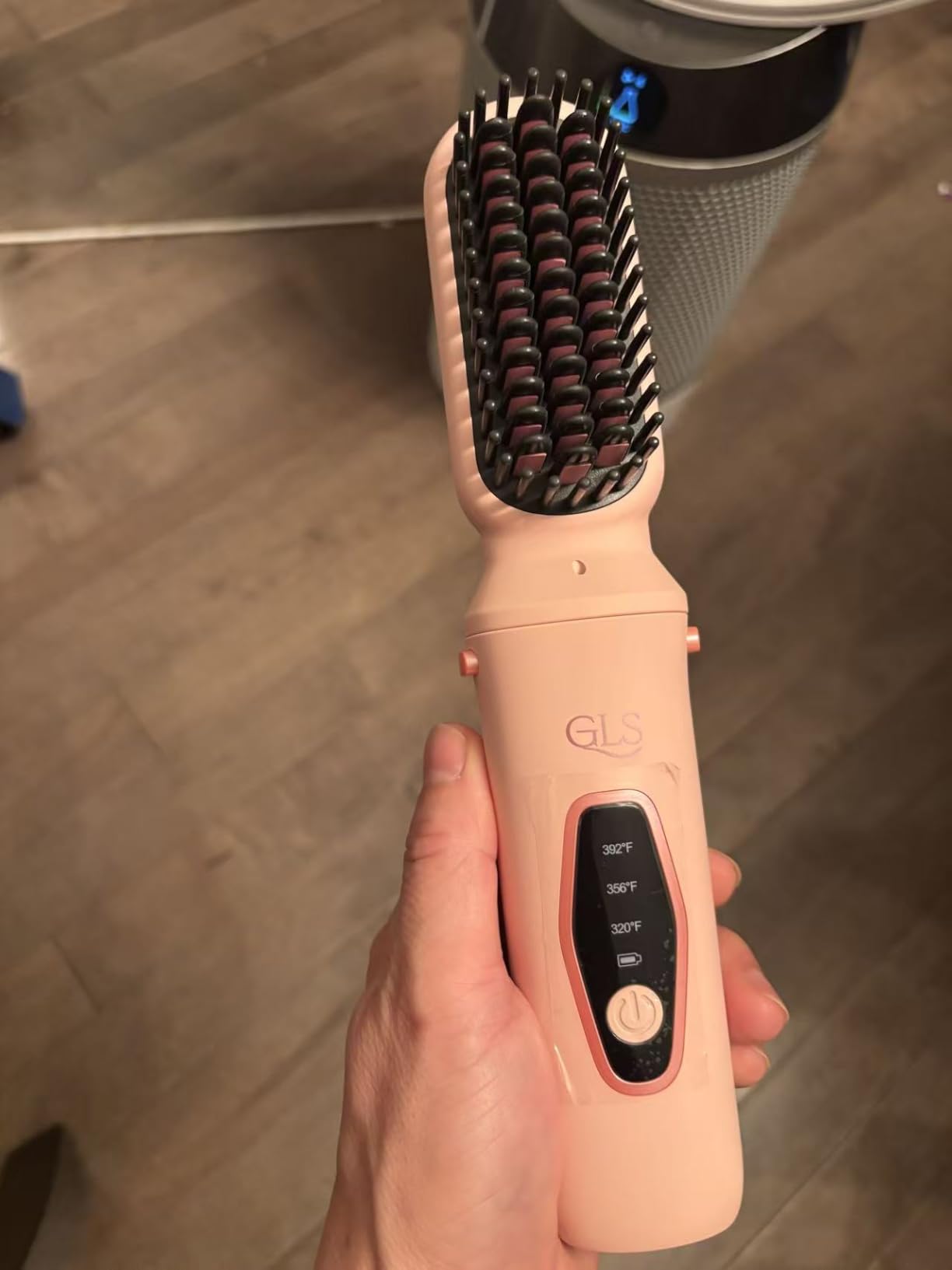 GLS 3-in-1 Cordless Hair Straightener Brush, Portable Cordless Curling Iron Brush and Flat Iron Heads, Hair Styling Set, USB Rechargeable for On-the-Go Styling, Fast Heat, Travel Friendly, Pink customer photo 1