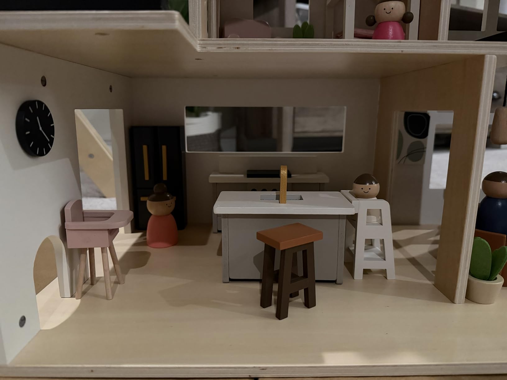 Tiny Land Wooden Doll House, Modern Family Dollhouse with Realistic Design | 7 Rooms Dollhouse with 49 PCS Accessories, Montessori Pretend Play Toddler Toy, Ideal Gift for Kids Ages 3+, Green customer photo 2
