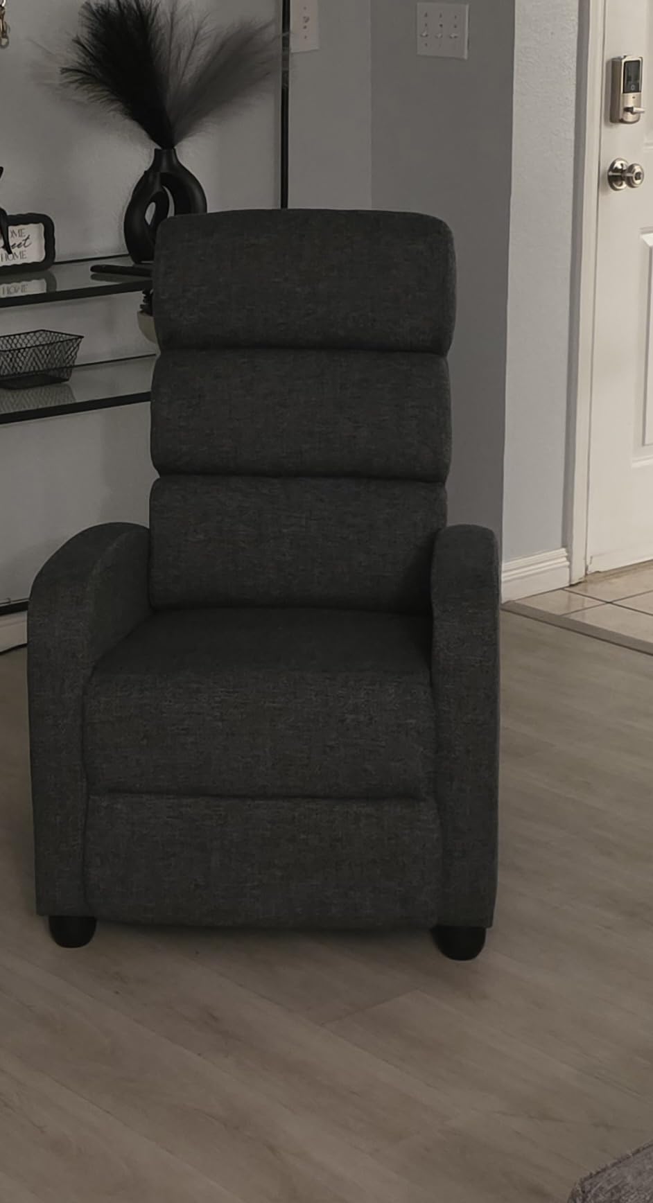 Furnimart Small Manual Recliner Chair for Compact Spaces, Overstuffed Chenille, Chunky Cushion, Comfortable Single Sofa Recliner for Adults, Ideal for Living Room, Bedroom, Home Theater, Gray customer photo 1