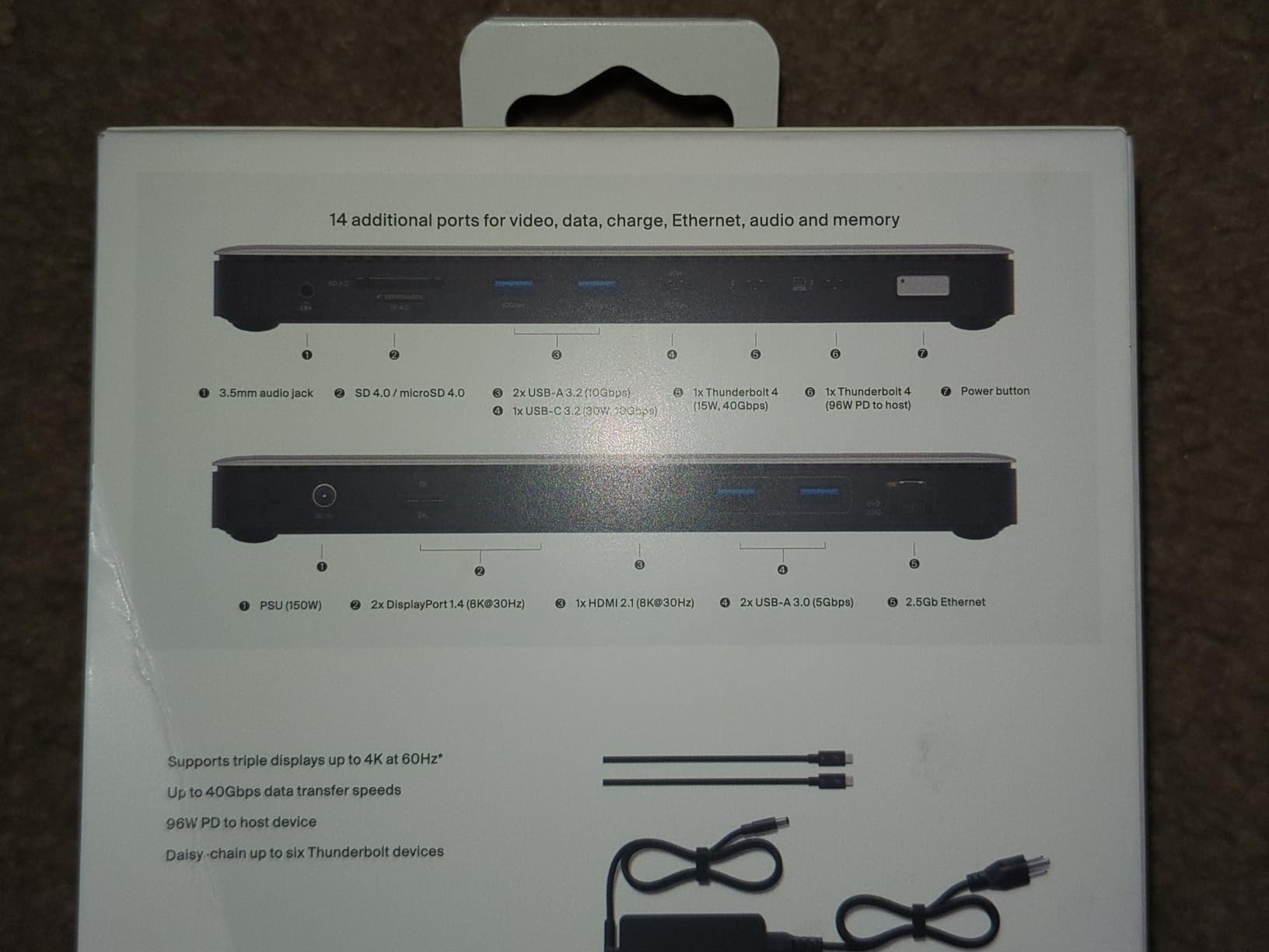 Belkin Thunderbolt 4 Docking Station Triple Display 96W 14 in 1 USB-C Hub | 40Gbps data transfer, 2.5Gb ethernet, daisy chain up to 6 devices, USB-C laptop expansion hub, MacBook, Windows customer photo 2