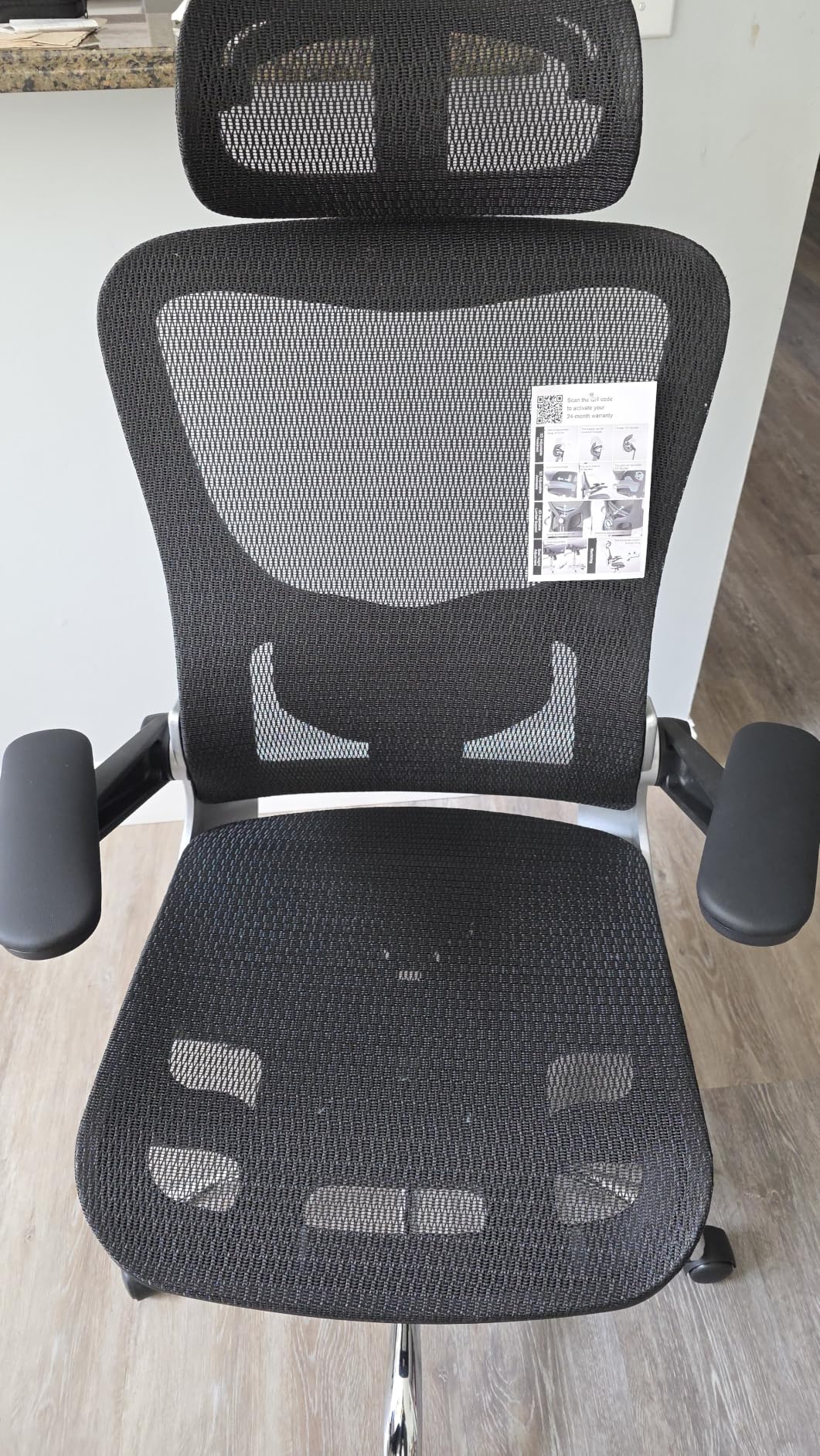 marrap Ergonomic Office Chair, Adjustable Lumbar Support | Mesh Desk Chair with 3D Armrests and Headrest, 90-120° Rocking Function, Black customer photo 1