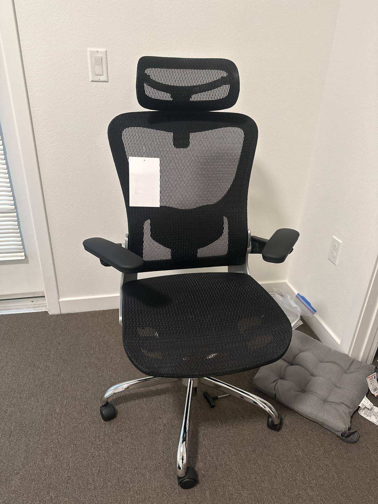marrap Ergonomic Office Chair, Adjustable Lumbar Support | Mesh Desk Chair with 3D Armrests and Headrest, 90-120° Rocking Function, Black customer photo 2