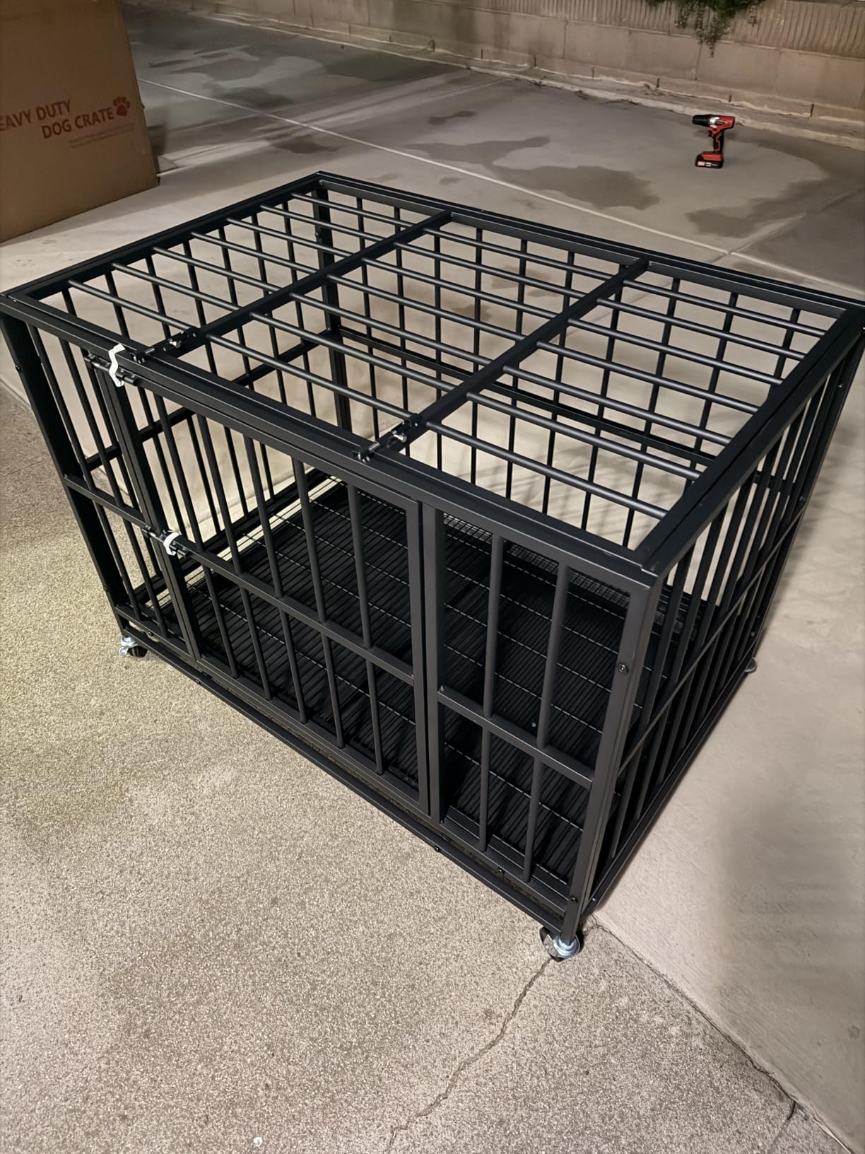 48 Inch Heavy Duty Indestructible Dog Crate for Large Dogs, Escape Proof Dog Kennel Indoor with Removable Tray and Lockable Wheels, Easy to Clean, XL Dog Cage for Large and Medium Dogs customer photo 1