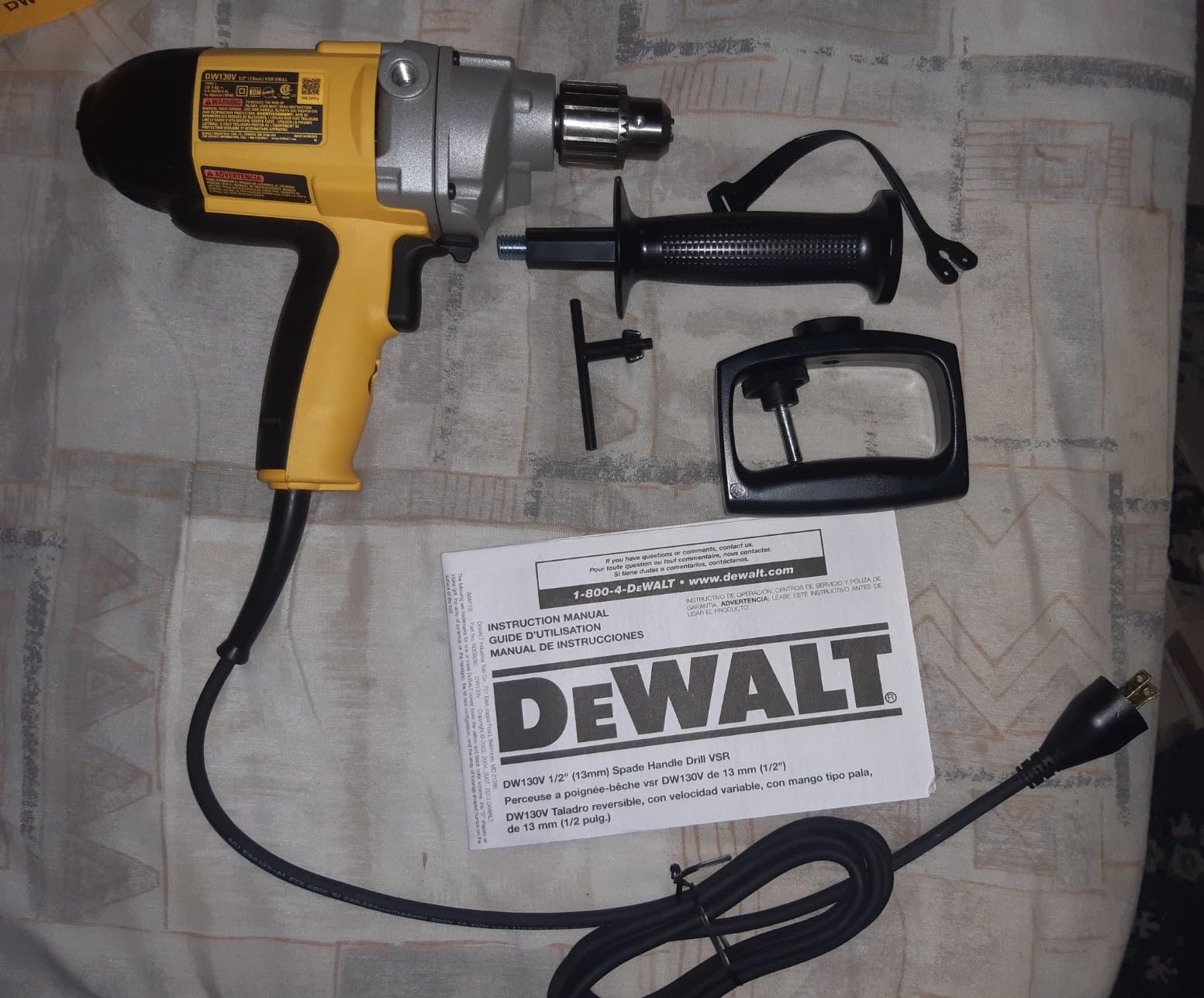 DEWALT Electric Drill, Spade Handle, 1/2-Inch, 9-Amp (DW130V) customer photo 1