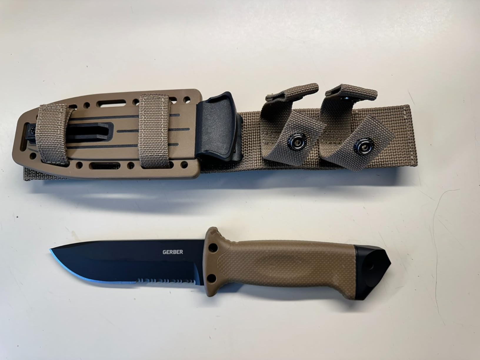 Gerber Gear LMF II Infantry Survival Knife, Made in USA Military Grade Tactical Fixed Blade with Serrated Edge, Shock Absorbing Handle, Molle Sheath and Sharpener, Coyote Brown customer photo 1