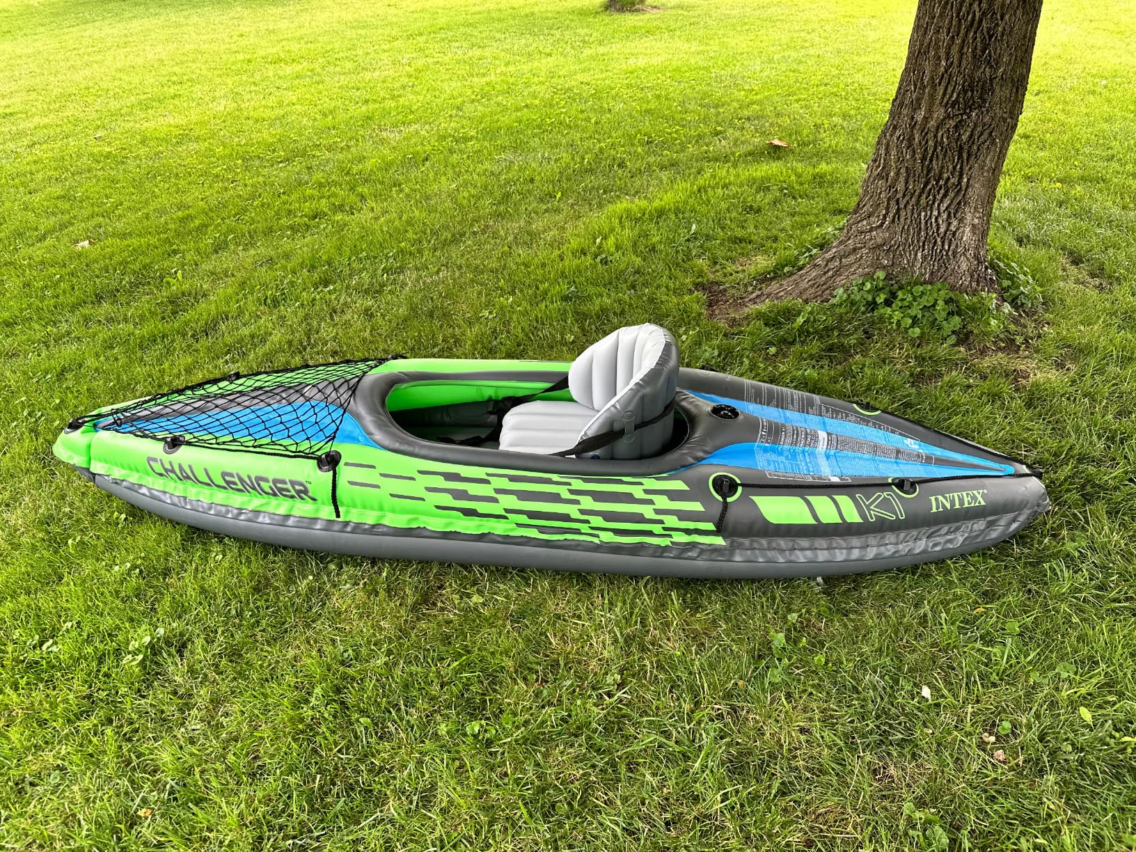 INTEX Challenger Inflatable Kayak Series: Includes Deluxe 86in Kayak Paddles and High-Output Pump - SuperStrong PVC - Adjustable Seat with Backrest - Removable Skeg - Cargo Storage Net customer photo 2
