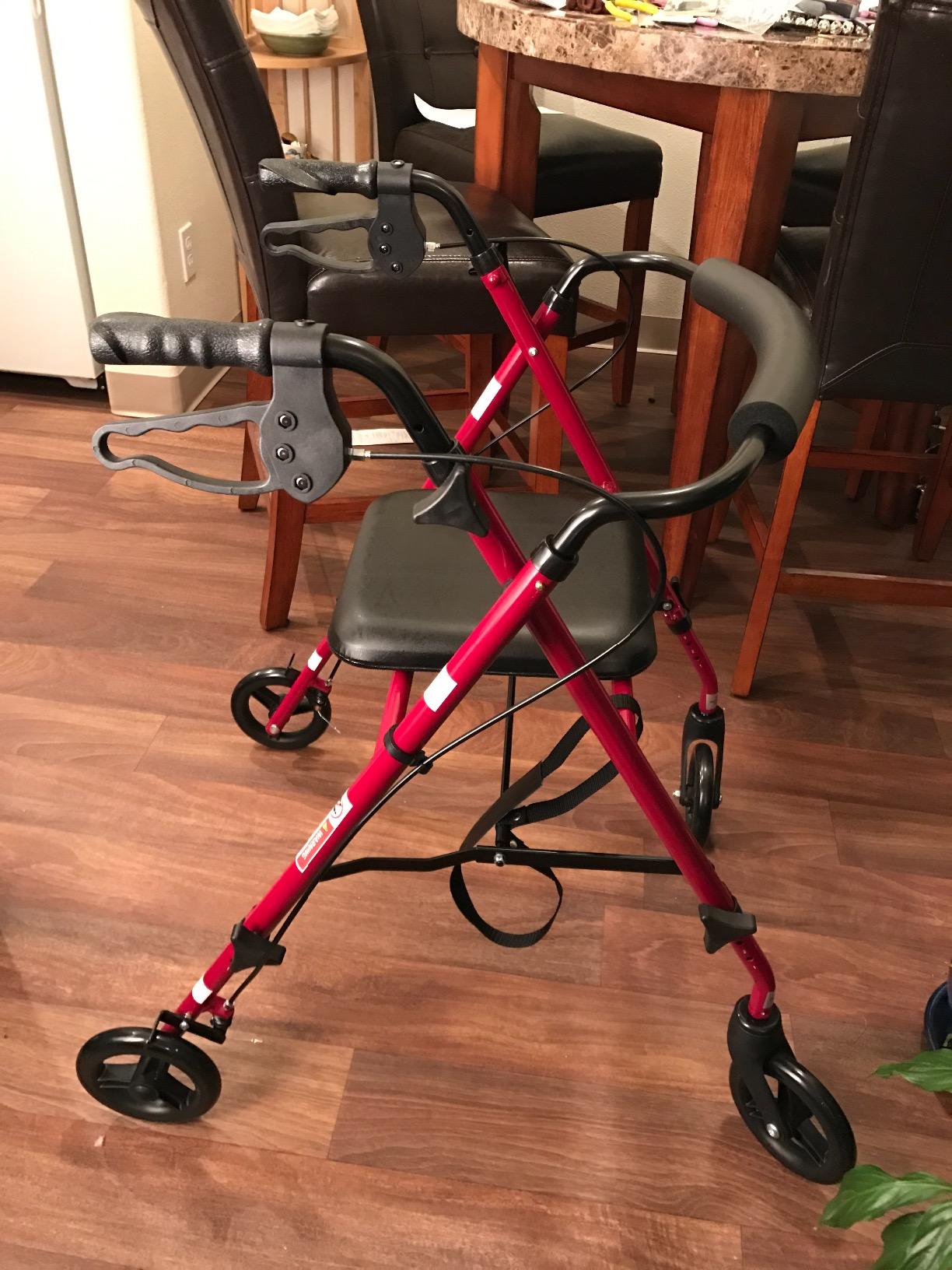 Medline Superlight Folding Aluminum Mobility Rollator Walker, Smoky Blue, 250 lb. Weight Capacity, 6