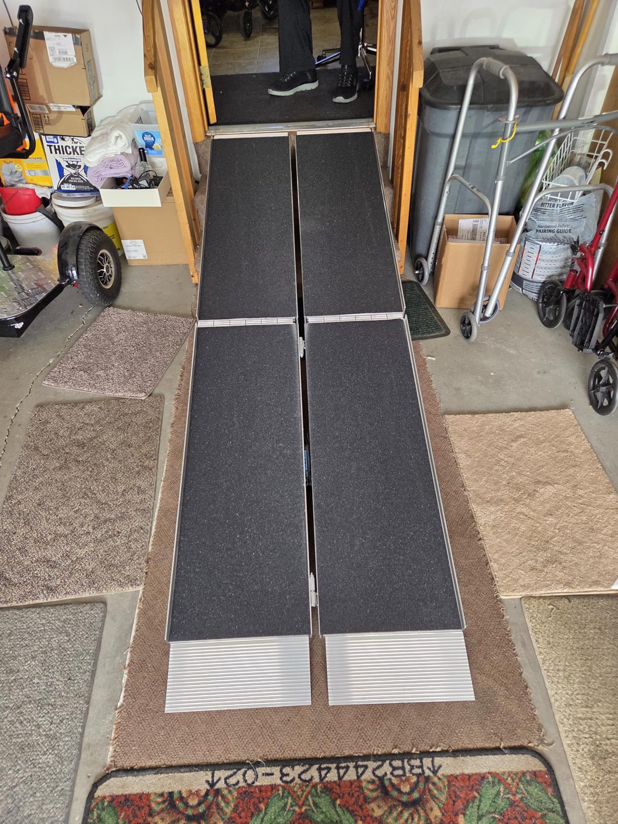 EZ-ACCESS Suitcase Trifold Portable Aluminum Folding Wheelchair Ramp with Non Slip Applied Surface, Self-Adjusting Bottom Transition Plates, Heavy Duty 800 lbs, 10-Foot customer photo 1