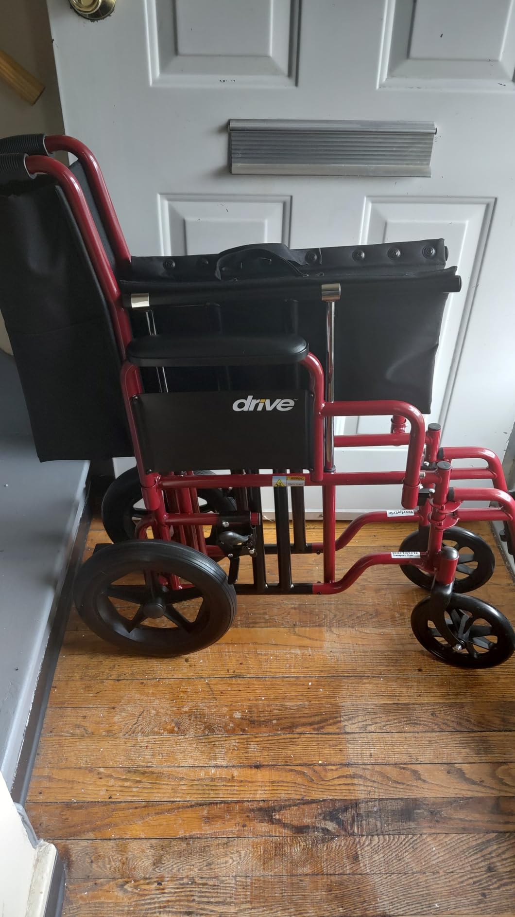 Drive Medical BTR22-R Bariatric Heavy-Duty Transport Wheelchair, Red | Reinforced Steel Construction and Easy-Fold Design customer photo 2