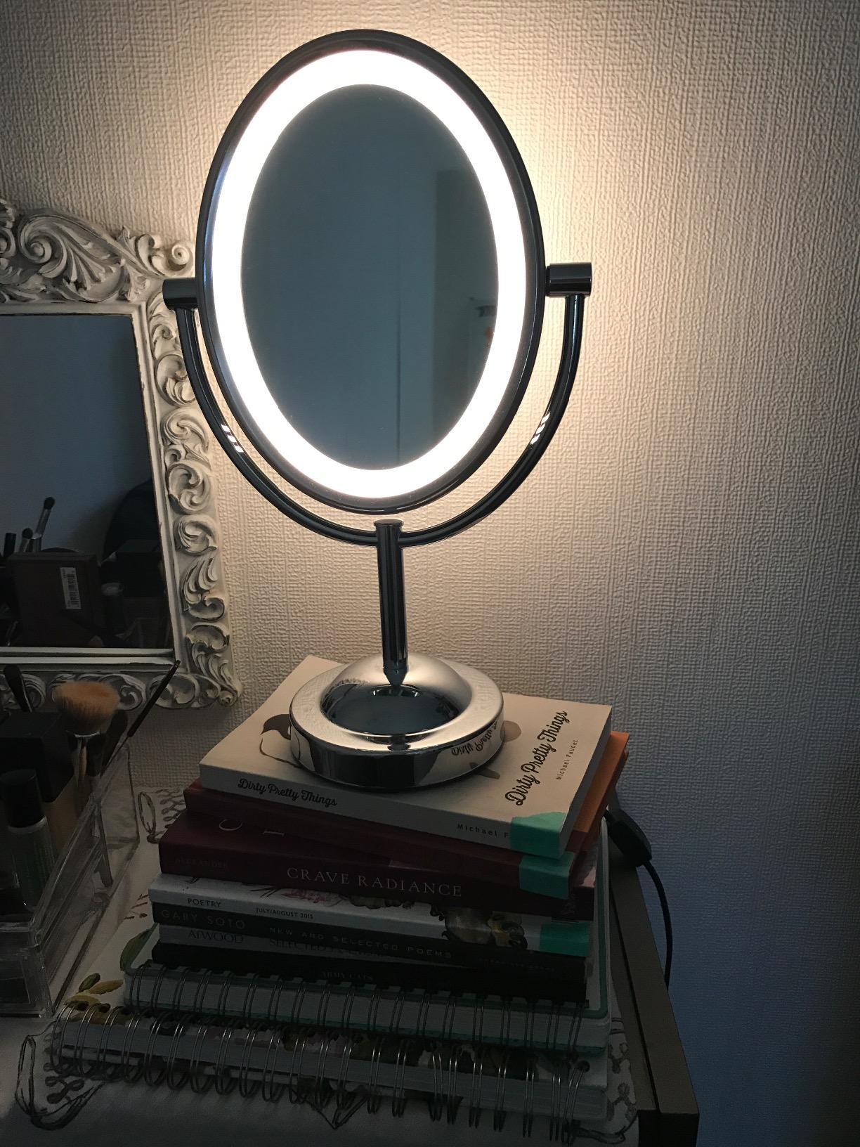 Conair Lighted Makeup Mirror, LED Vanity Mirror, 1X/7X Magnifying Mirror, Double Sided, Corded in Polished Chrome customer photo 2