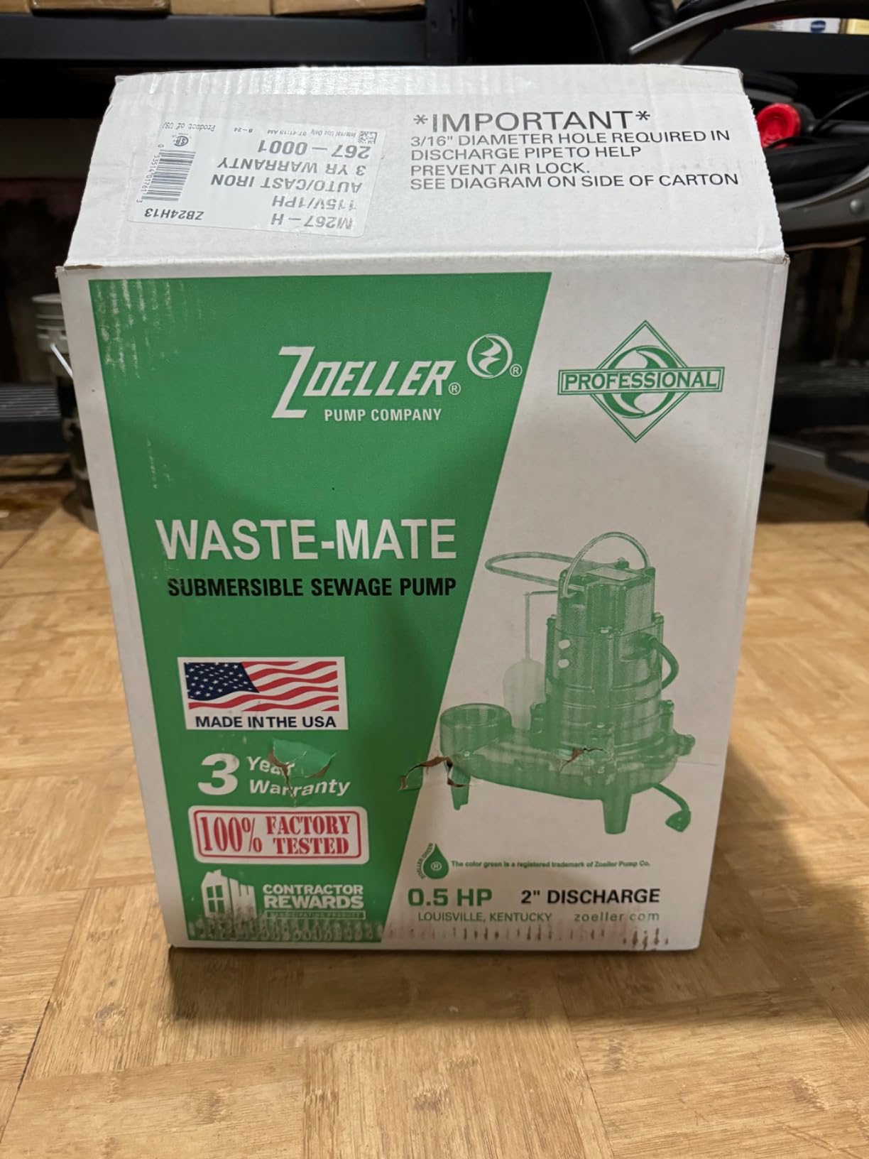 Zoeller Waste-Mate 267-0001 Sewage Pump, 1/2 HP Automatic - Heavy-Duty Submersible Sewage, Effluent or Dewatering Pump customer photo 1