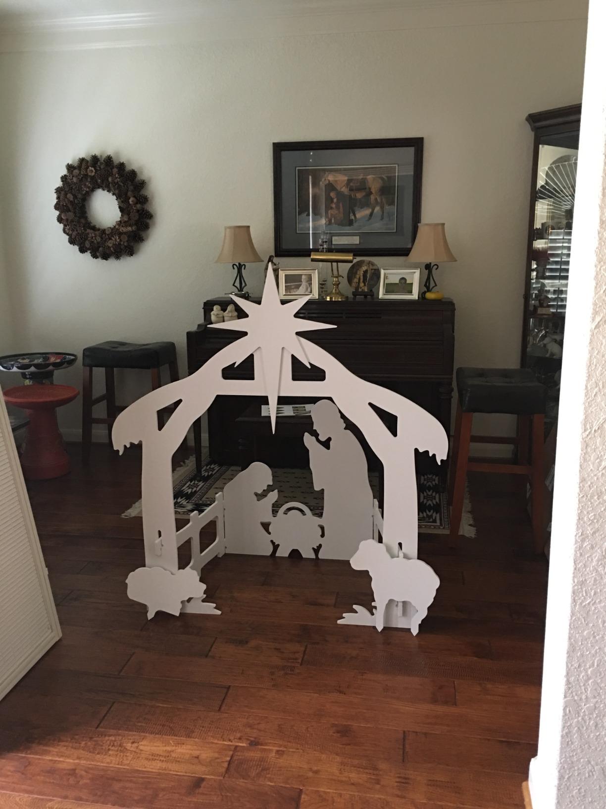 Outdoor Nativity Set. Weatherproof Outdoor Nativity Scene Christmas Decor for Yards & Lawns. Made in USA, Durable Materials, Simple Assembly, Compact Storage. White. Solid Plastic customer photo 2