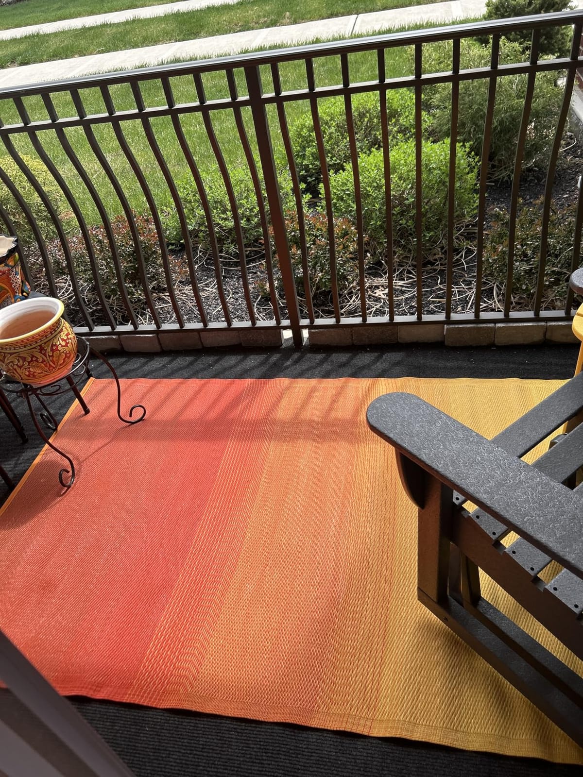 Fab Habitat Outdoor Rug - Waterproof, Fade Resistant, Crease-Free - Premium Recycled Plastic - Striped - Patio, Deck, Porch, Balcony, Laundry Room - Cancun - Turquoise & Moss Green - 4 x 6 ft customer photo 2