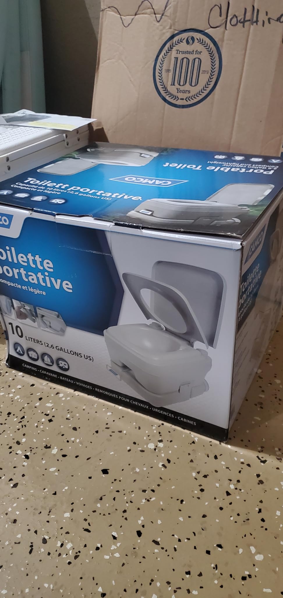 Camco 5.3-Gallon Portable Toilet - Features Detachable Holding Tank w/Sealing Slide Valve & Bellow-Type Flush - Easy Transport w/Compact Lightweight Design & Carry Handle - Gray (41541) customer photo 2