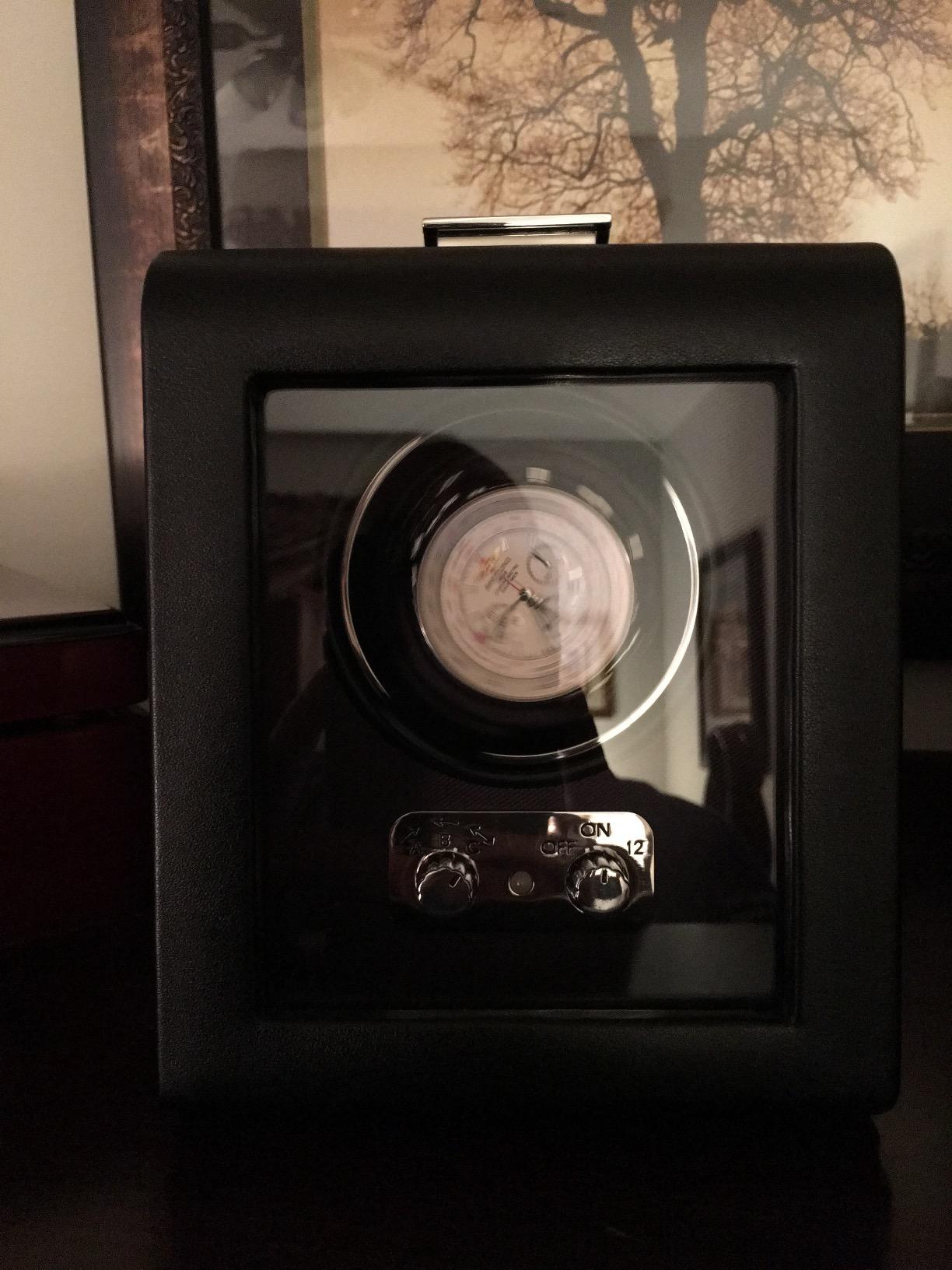 Wolf Heritage Triple Winder with Glass Cover, Black - Secure Fit with Patented Lock-in Dynamic Cuff - for Bigger, Heavier Watches - Vegan Leather - Includes Universal Adapter customer photo 2