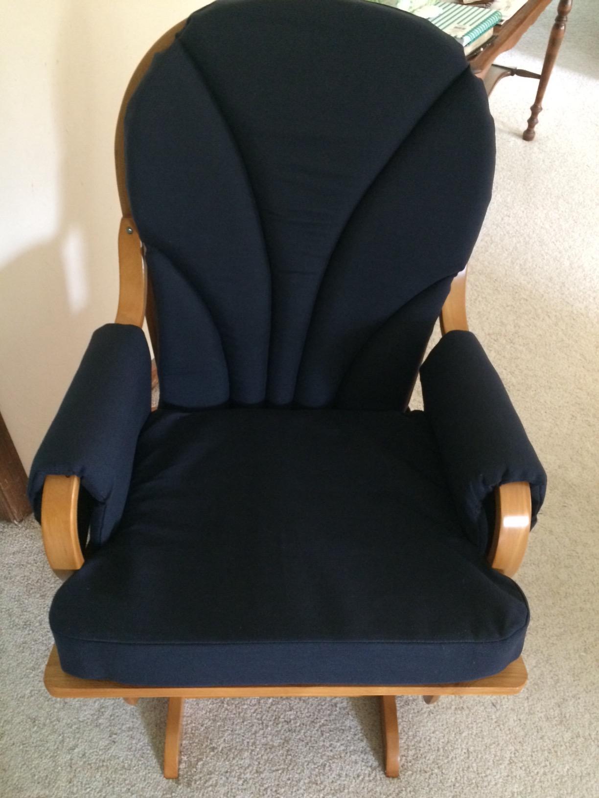 Foundations Lullaby Wood Base Glider Rocker Chair, Navy Polyester | Baby Feeding and Rocking Chair for Nursery, Daycare Environment, Nursery Rocking Chairs with Padded Foam Arm Rests customer photo 1