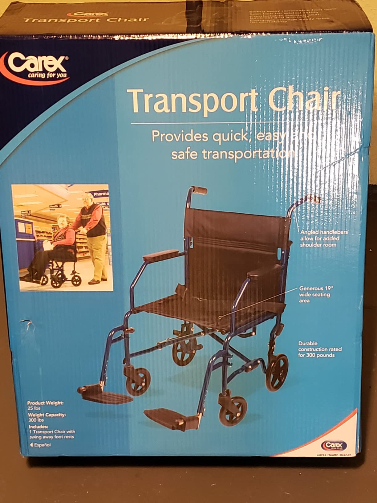 Carex Transport Wheelchair With 19 inch Seat, Folding Transport Chair with Foot Rests, Foldable Lightweight Wheelchair Foldable for Storage and Travel customer photo 2