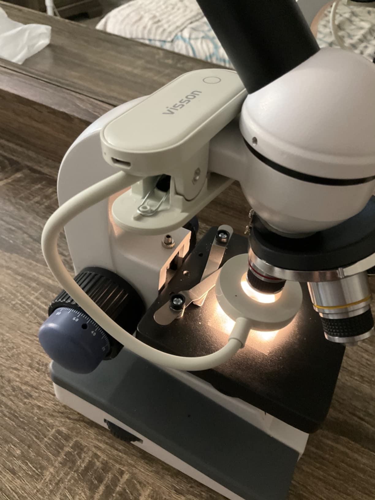 AmScope M150 Series Portable Student Monocular Compound Microscope - 40X-1000X Magnification - Features LED Light & 25 Prepared Slides - Has Coarse & Fine Focus customer photo 2