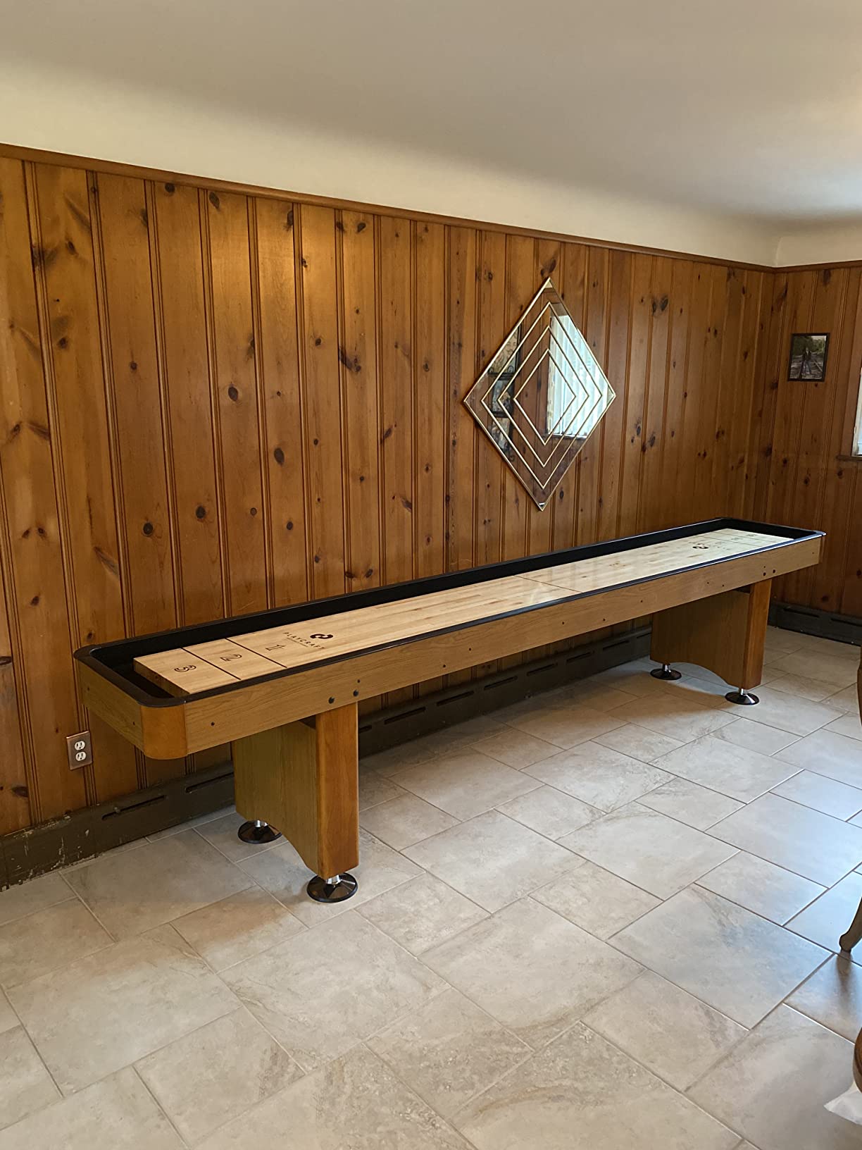 Playcraft Woodbridge Shuffleboard Table with Storage Cabinet - Shuffle Board Game Table Set with Matching Abacus, 8 Pucks, Brush & Wax (Made in USA) - Pro Style Climate Adjusters customer photo 2