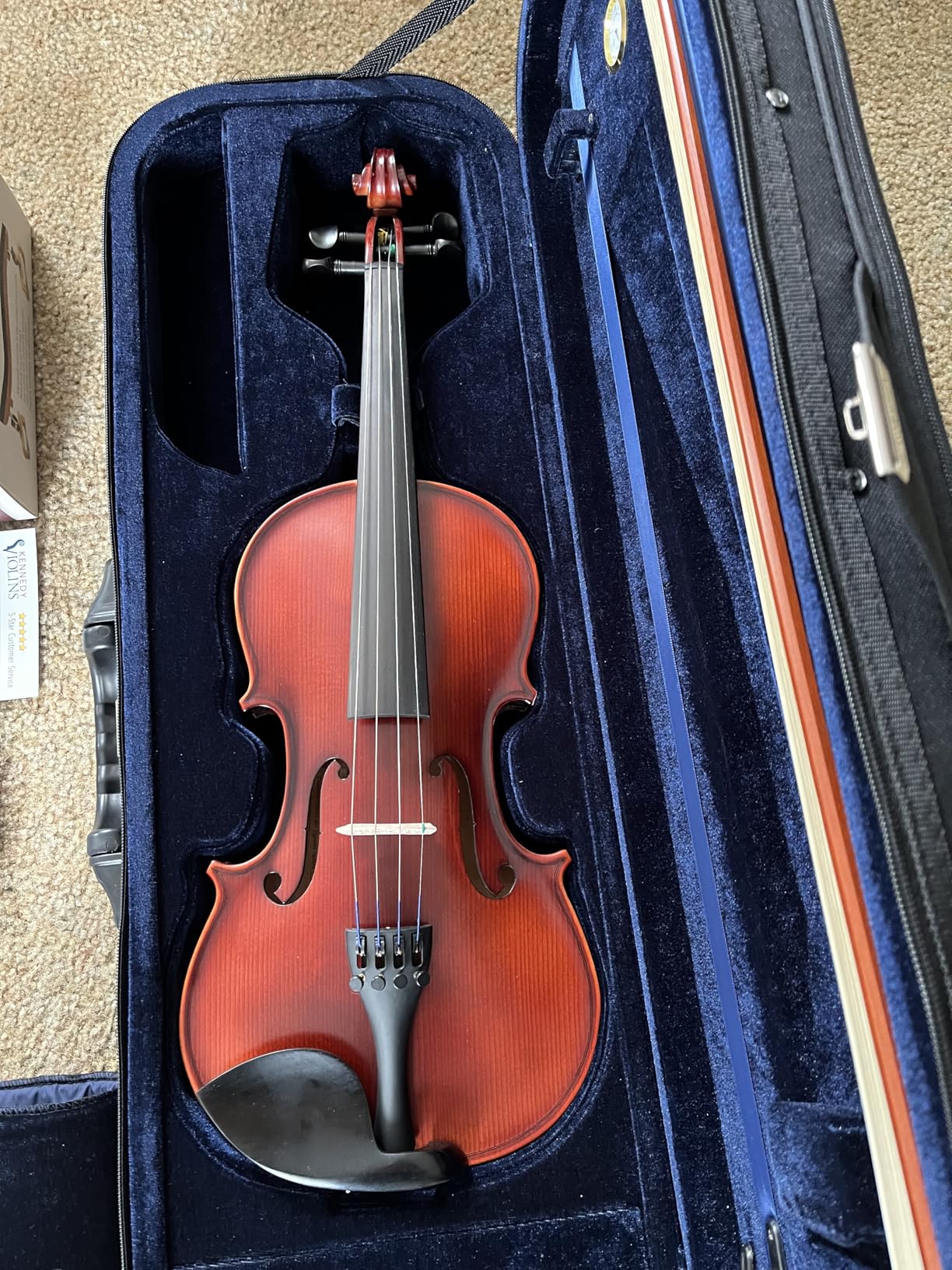 Antonio Giuliani Etude Violin Outfit 4/4 Full Size Clearance By Kennedy Violins - Carrying Case and Accessories Included - Solid Maple Wood and Ebony Fittings AG360 customer photo 1