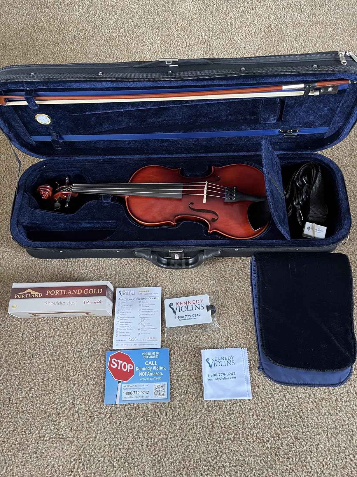 Antonio Giuliani Etude Violin Outfit 4/4 Full Size Clearance By Kennedy Violins - Carrying Case and Accessories Included - Solid Maple Wood and Ebony Fittings AG360 customer photo 2