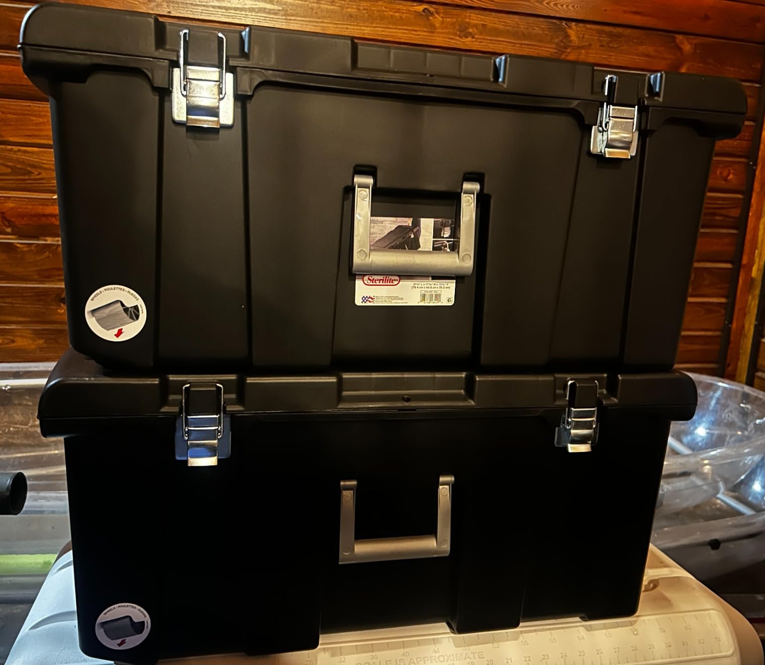Sterilite Wheeled Footlocker, Lockable Plastic Utility Storage Container, Black customer photo 1