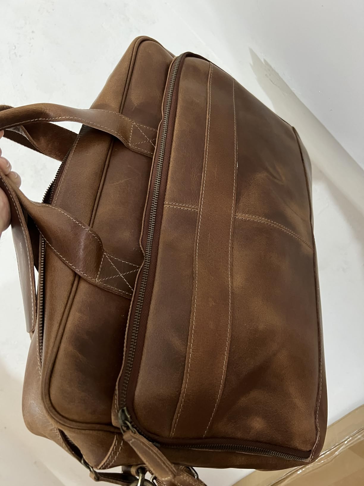 Leather briefcase 18 Inch Laptop Messenger Bags for Men and Women Best Office briefcase Satchel Bag customer photo 2