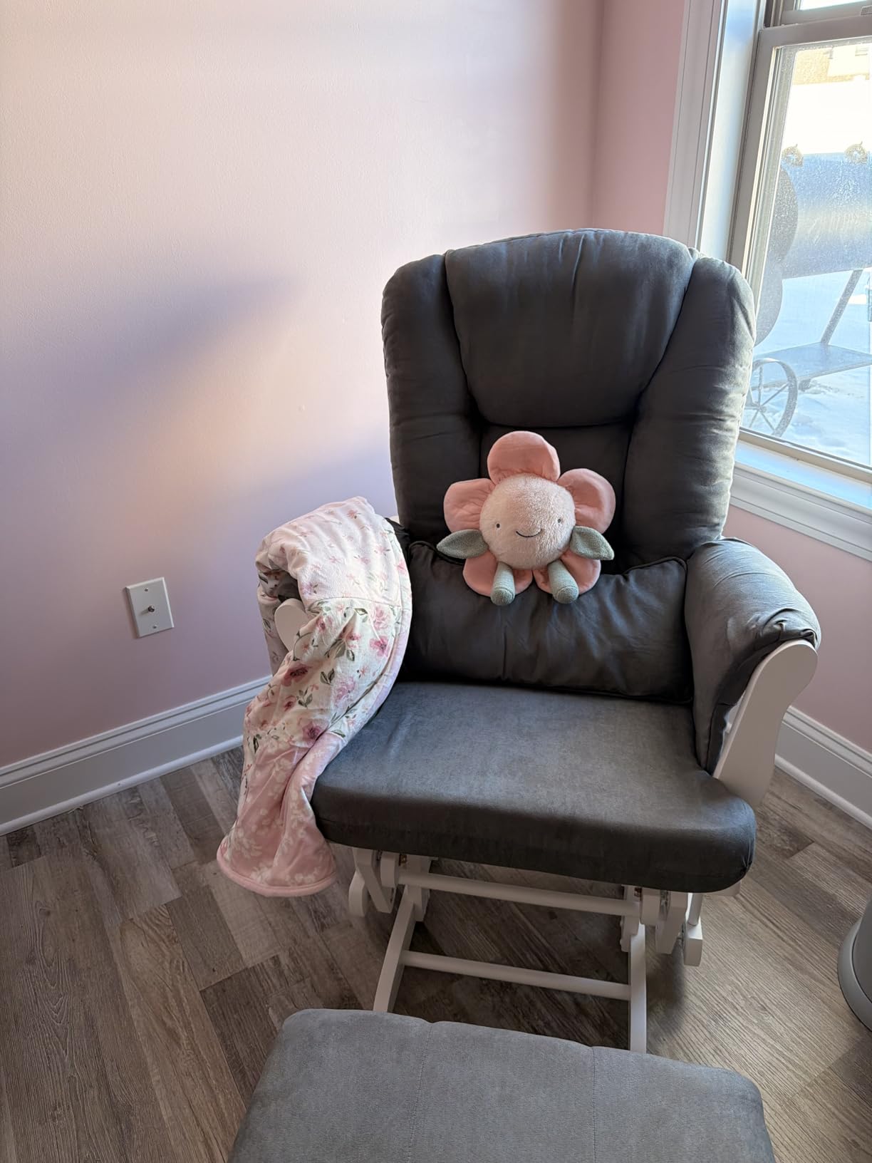 Storkcraft Tuscany Glider & Ottoman and Lumbar Pillow, Espresso/Taupe Swirl customer photo 1