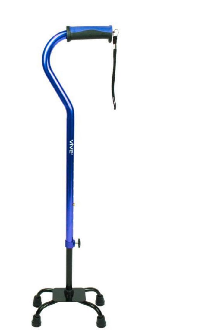 Vive Quad Cane - Walking Stick for Men and Women - Lightweight Adjustable Staff - Comfortable Right and Left Hand Grip for Stability Support - Four Prong Sturdy Aluminum Travel Aid - 4 Tip Blue customer photo 1