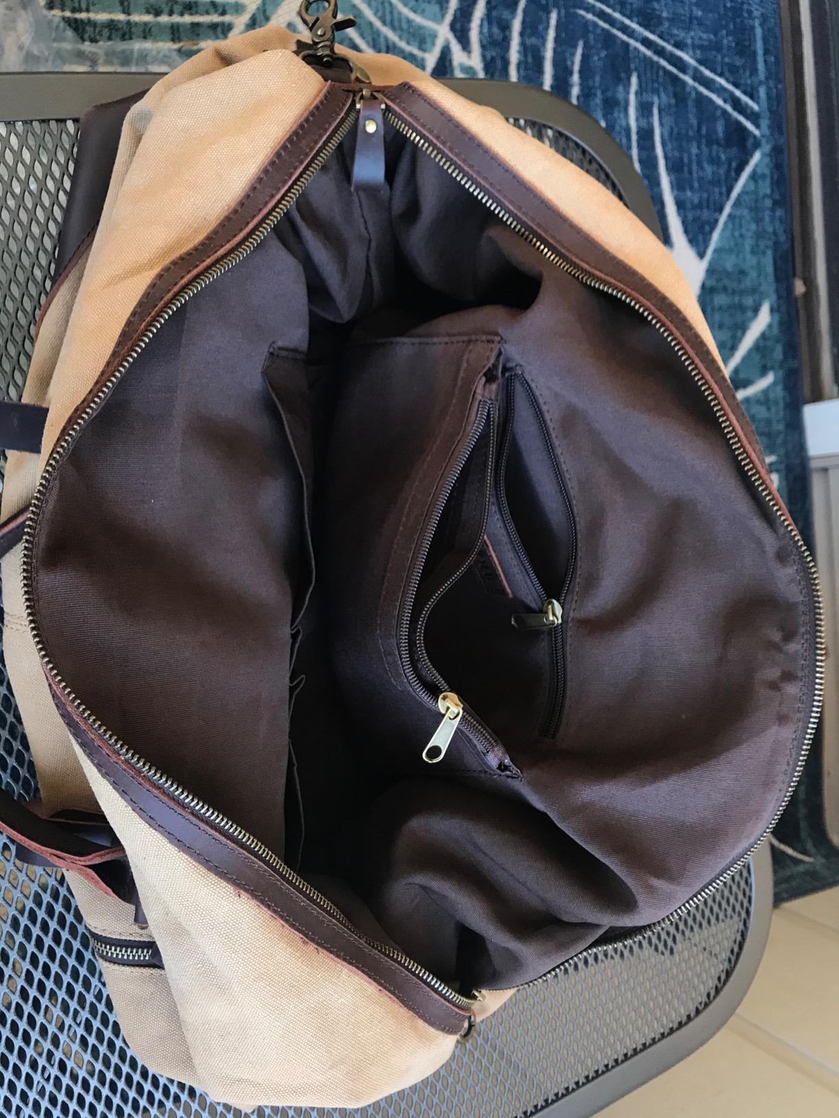 S-ZONE Duffle Bag for Travel Canvas Duffel Bag Carry on Weekender Bag for Men | Crazy Horse Leather Trim, Bottom Rivets, Large Capacity, Removable Shoulder Strap, for Business or Trip customer photo 2