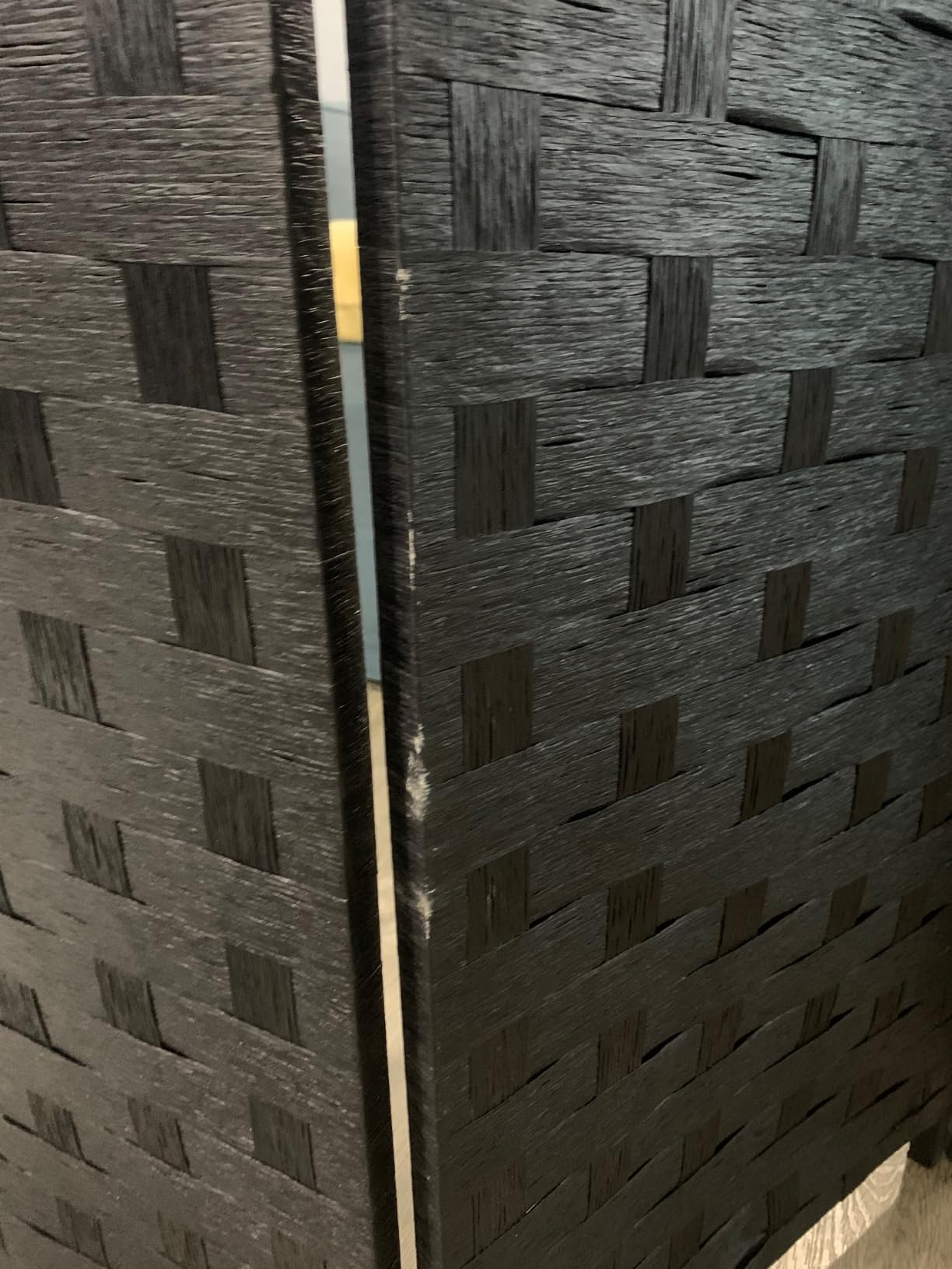 FDW 4-Panel Folding Room Divider | 6ft, Black | Light & Portable | Wooden Wall Divider with Hand Woven Mesh customer photo 2
