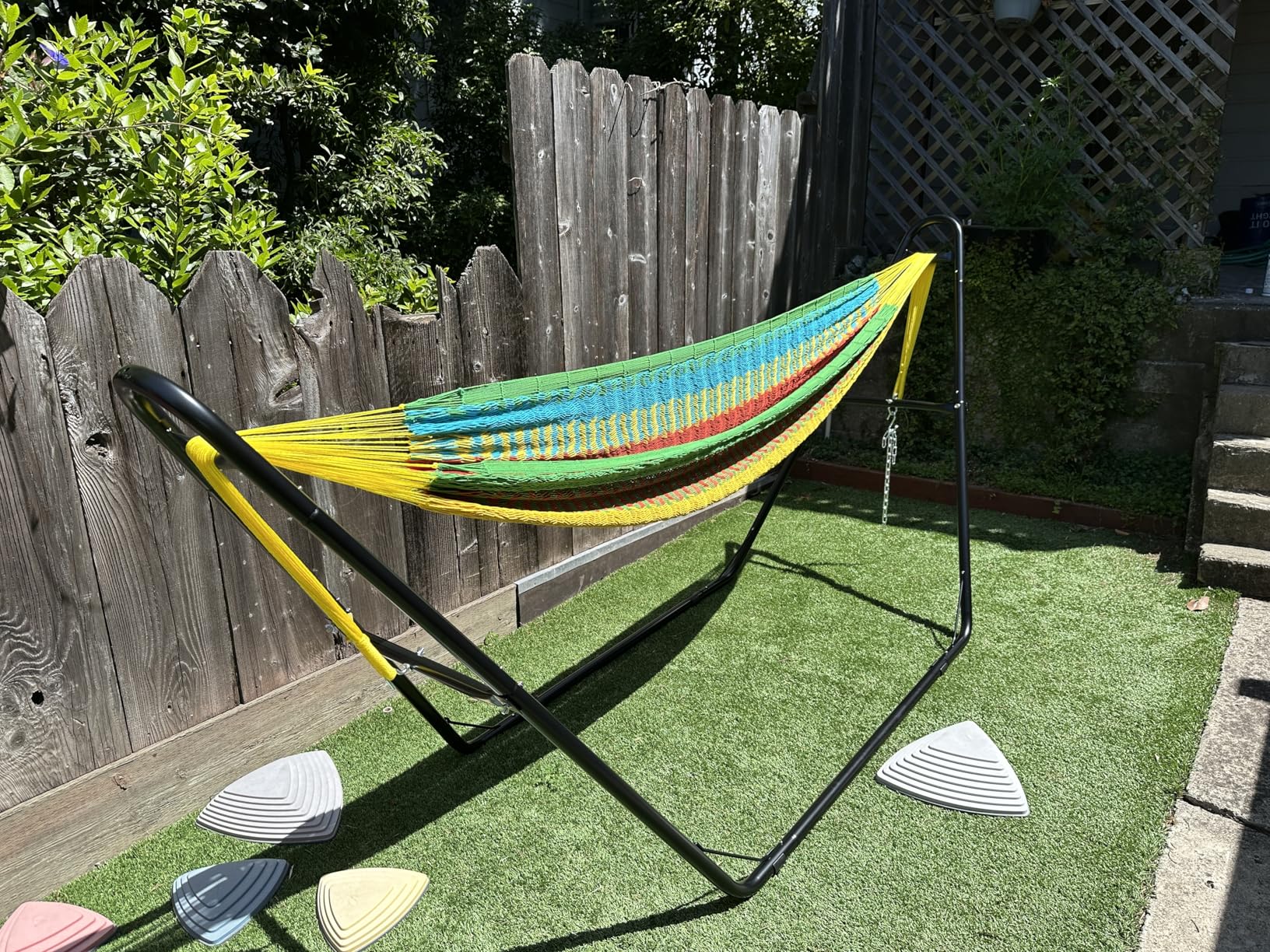 Sunnydaze Universal Double Hammock Stand Only - 550-Pound Capacity - Heavy-Duty Hammock Stand for Outside - Fits 9 to 14 Foot Hammocks - Black customer photo 2