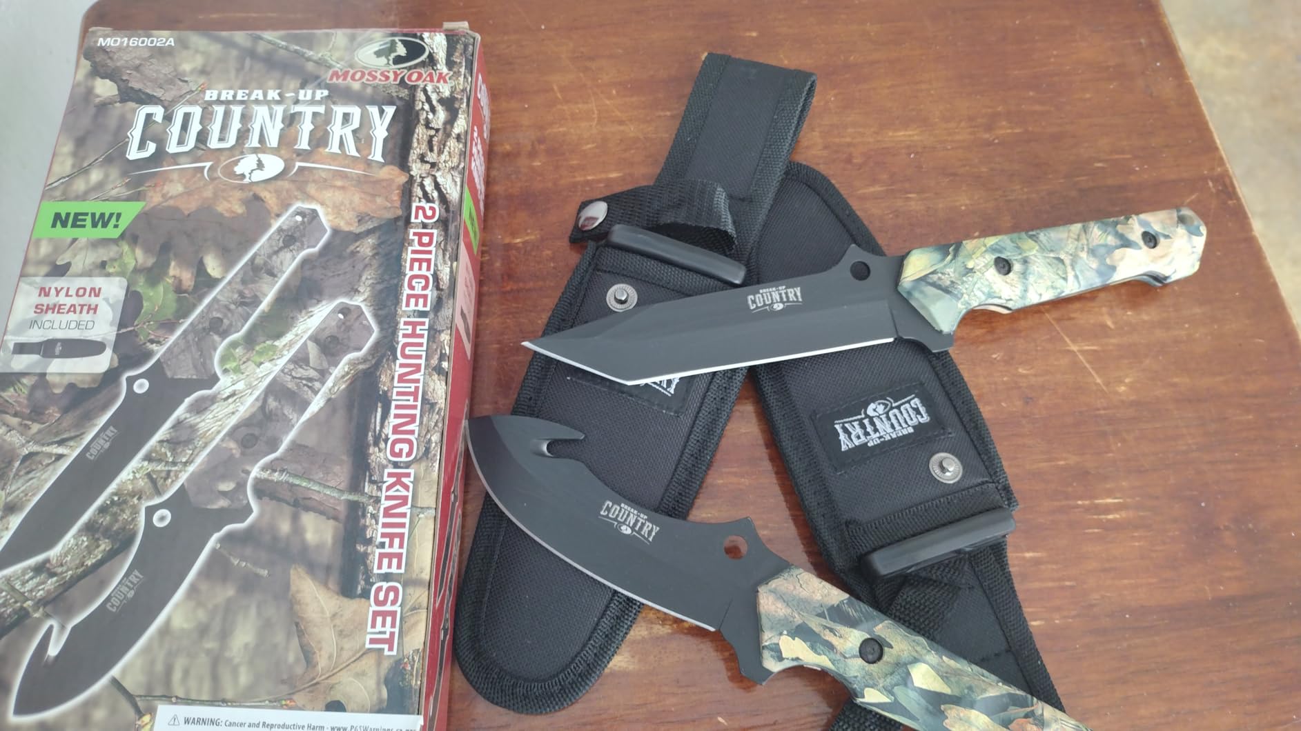 Mossy Oak Fixed Blade Hunting Knife Set - 2 Piece, Sheath Included | Full Tang Handle Straight Edge and Gut Hook Blades Game Processing Knife customer photo 2