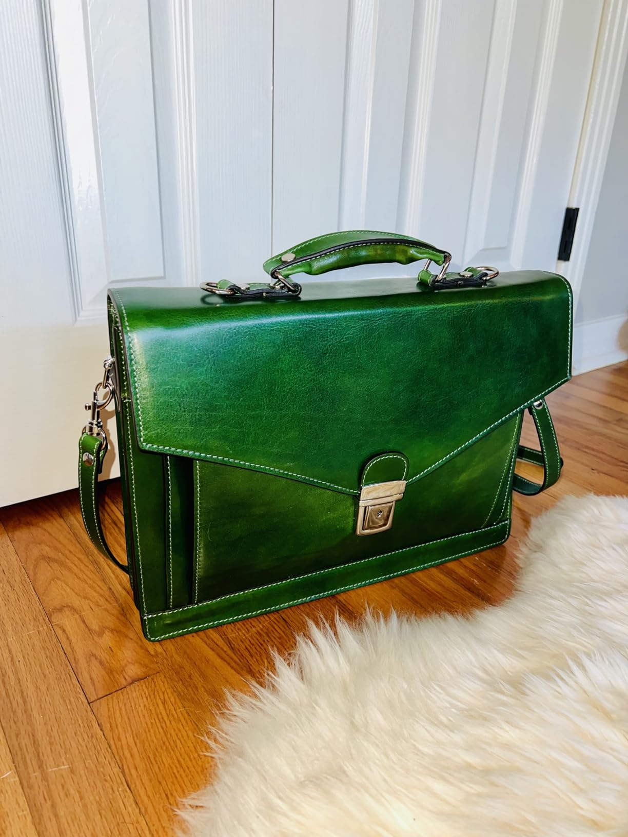 Time Resistance Leather Briefcase for Men - Business Laptop Bag - Italian Handmade Leather Bag - Attache - Gift Box Included customer photo 2