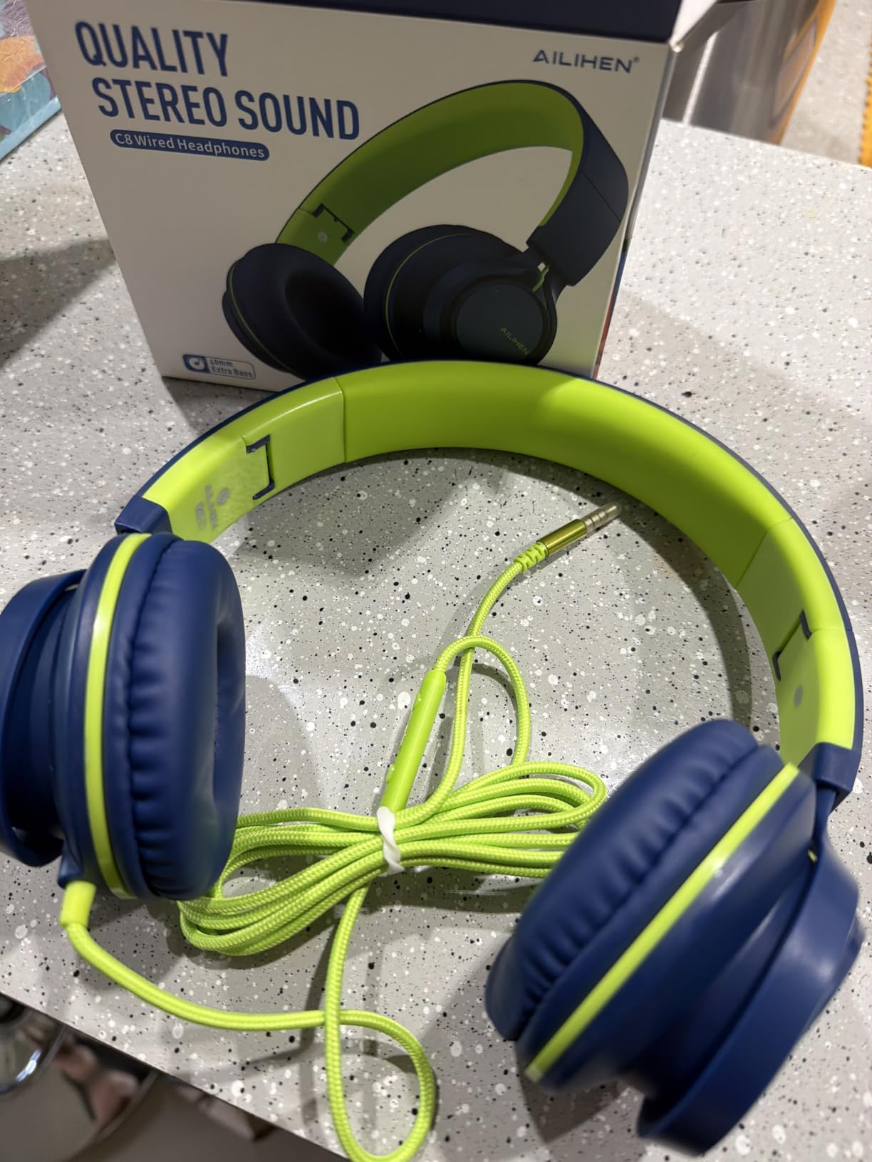 AILIHEN C8 Kids Wired Headphones with Mic for School, 3.5mm Jack, BlackBlue | On Ear Headsets and Volume Control Foldable, Corded Computer Chromebook for Children Teens Classroom Online Learning Travel customer photo 2