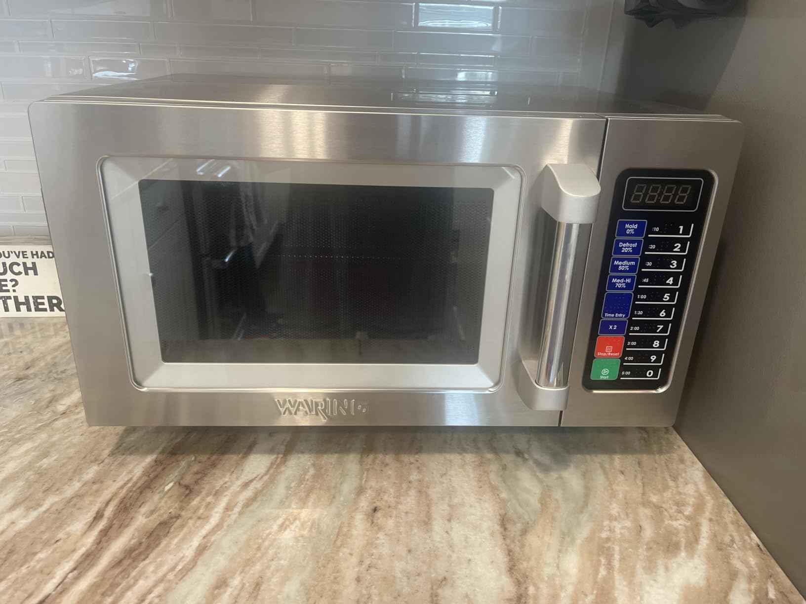 Waring Microwave Oven with 0.9 cu ft & 10 Programmable Memory Settings | 0.9 cu ft, 1000 Watt, 10 Programmable Memory Settings, Stainless Steel, for Commercial Kitchens & Restaurants customer photo 1