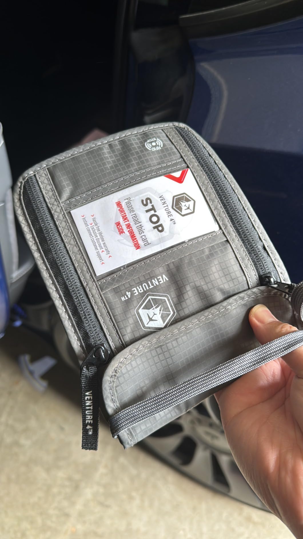 Travel Neck Wallet, RFID Blocking Passport Holder - Gray customer photo 2
