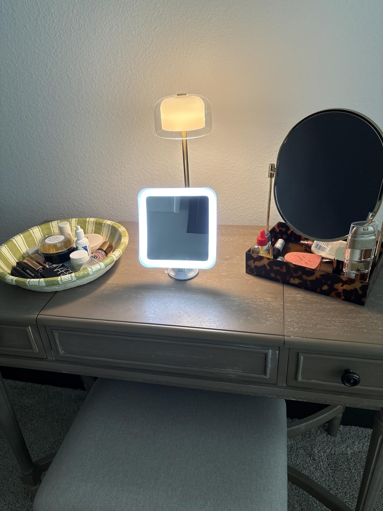 Fancii 10X Magnifying Lighted Makeup Mirror - Daylight LED Vanity Mirror - Compact, Cordless, Locking Suction, 6.5
