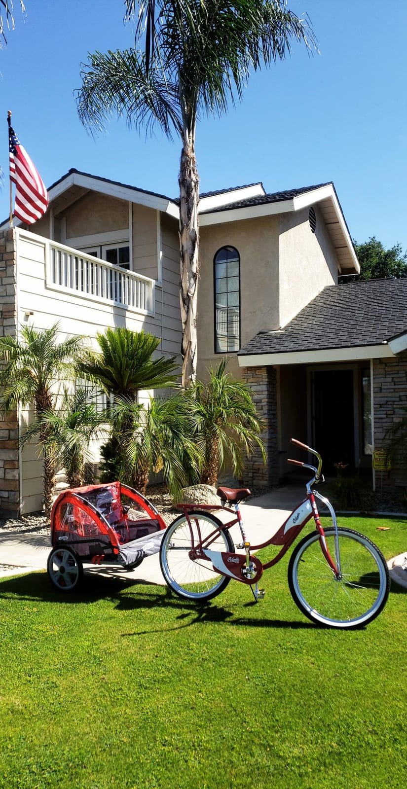 Instep Take 2 Double Seat Bike Child Trailer, Max Weight 80 lbs., 5-Point Harness, Folding Frame, Quick Release Wheels, Bug Screen & Weather Shield, Red customer photo 1