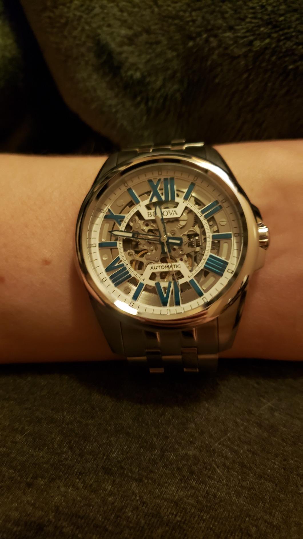 Bulova Men's Classic Sutton 3-Hand 21-Jewel Automatic Watch, 42 Hour Power Reserve, Skeleton Dial, Luminous Hands, 100M Water Resistant, 43mm customer photo 1