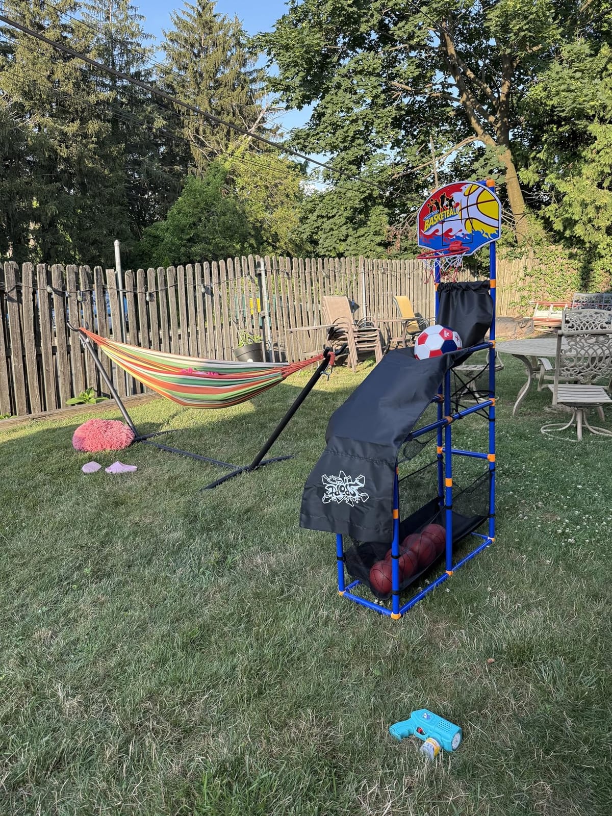 ONCLOUD 9 FT Hammock Stand Only, Heavy Duty Adjustable Indoor Outdoor Space Saving Steel Stand with Carrying Case, Universal Hammock Stand with 450 Pounds Capacity for Garden (Black) customer photo 1