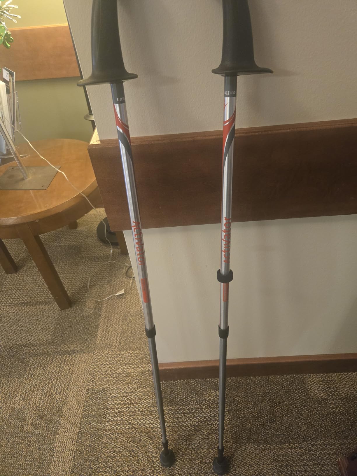 Urban Poling ACTIVATOR Walking Poles for Balance and Rehabilitation - 1 Pair - Ergonomic CoreGrip Handles - Adjustable, Collapsible, and Lightweight for Stability and Recovery in Silver/Red customer photo 2