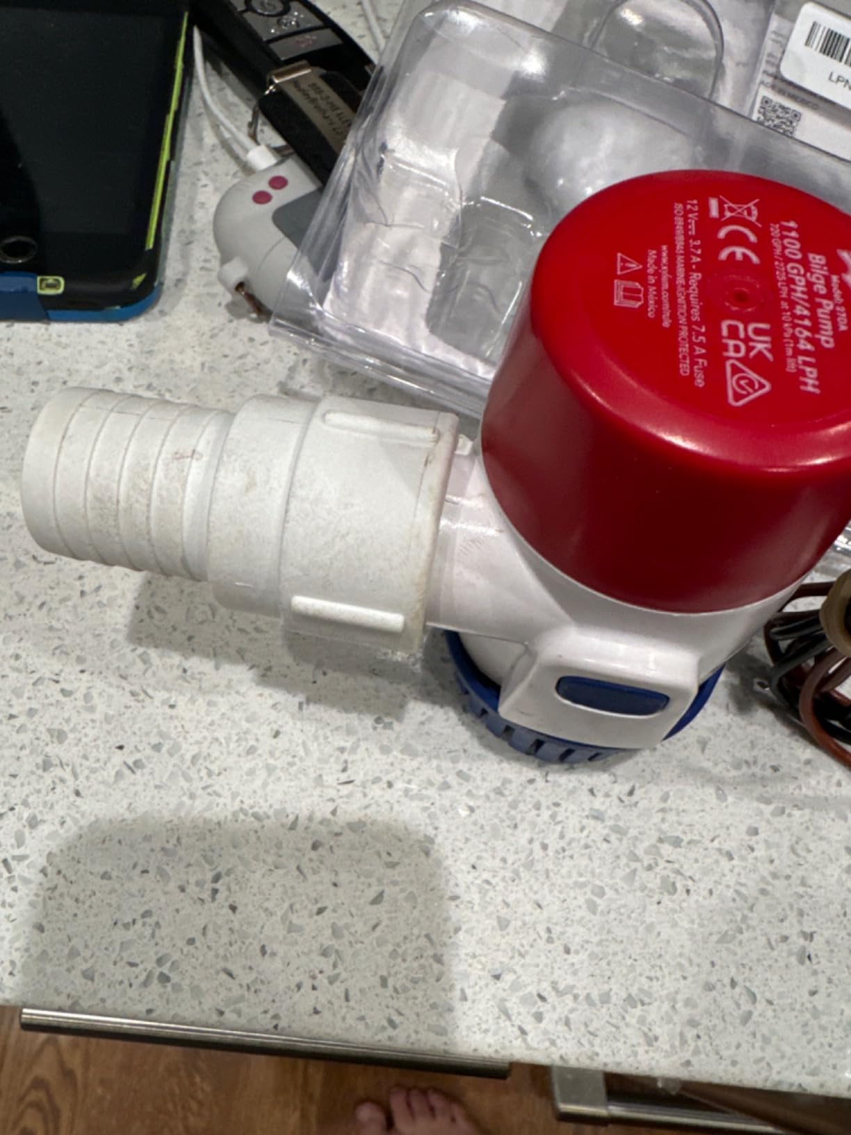 Rule 27DA Standard Bilge Pump Non-Auto, Submersible, 1100GPH, 12V | Marine Bilge Pump for Boats with Thermal Cut-Off, Check Valve, Low Amperage customer photo 1