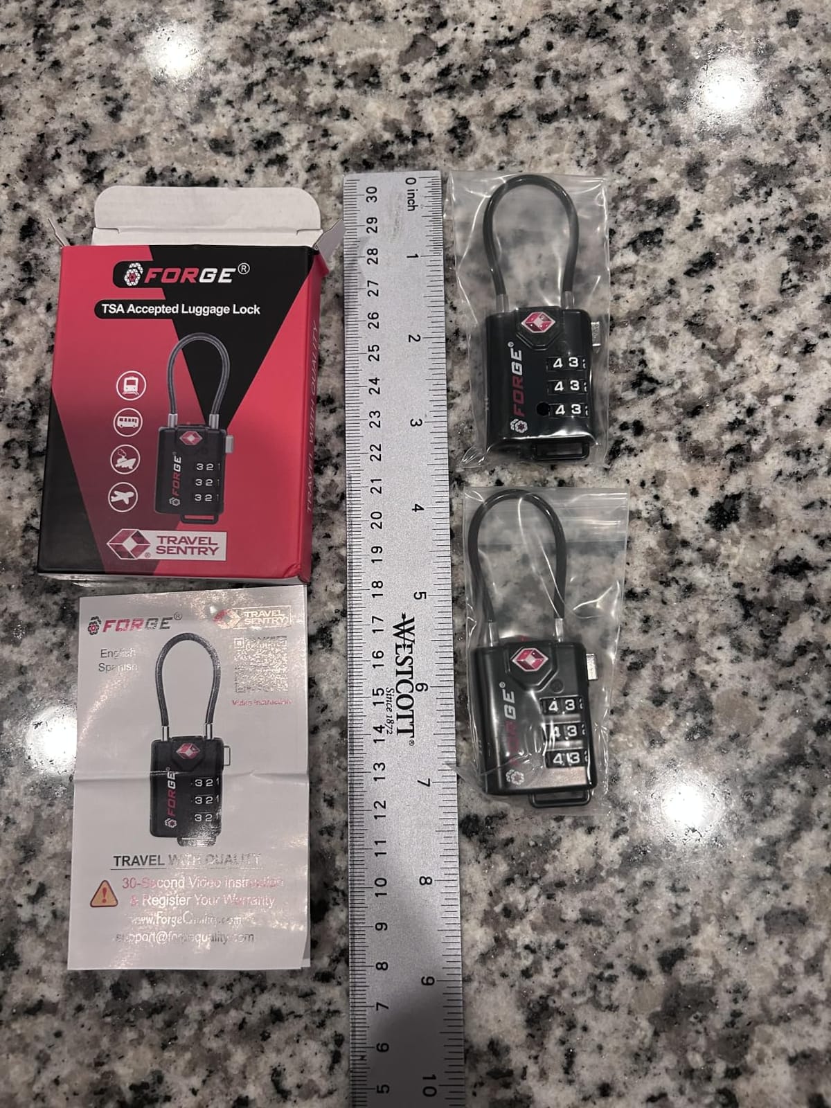 TSA Approved Cable Luggage Locks, Re-settable Combination with Alloy Body, Black 2 Locks customer photo 2